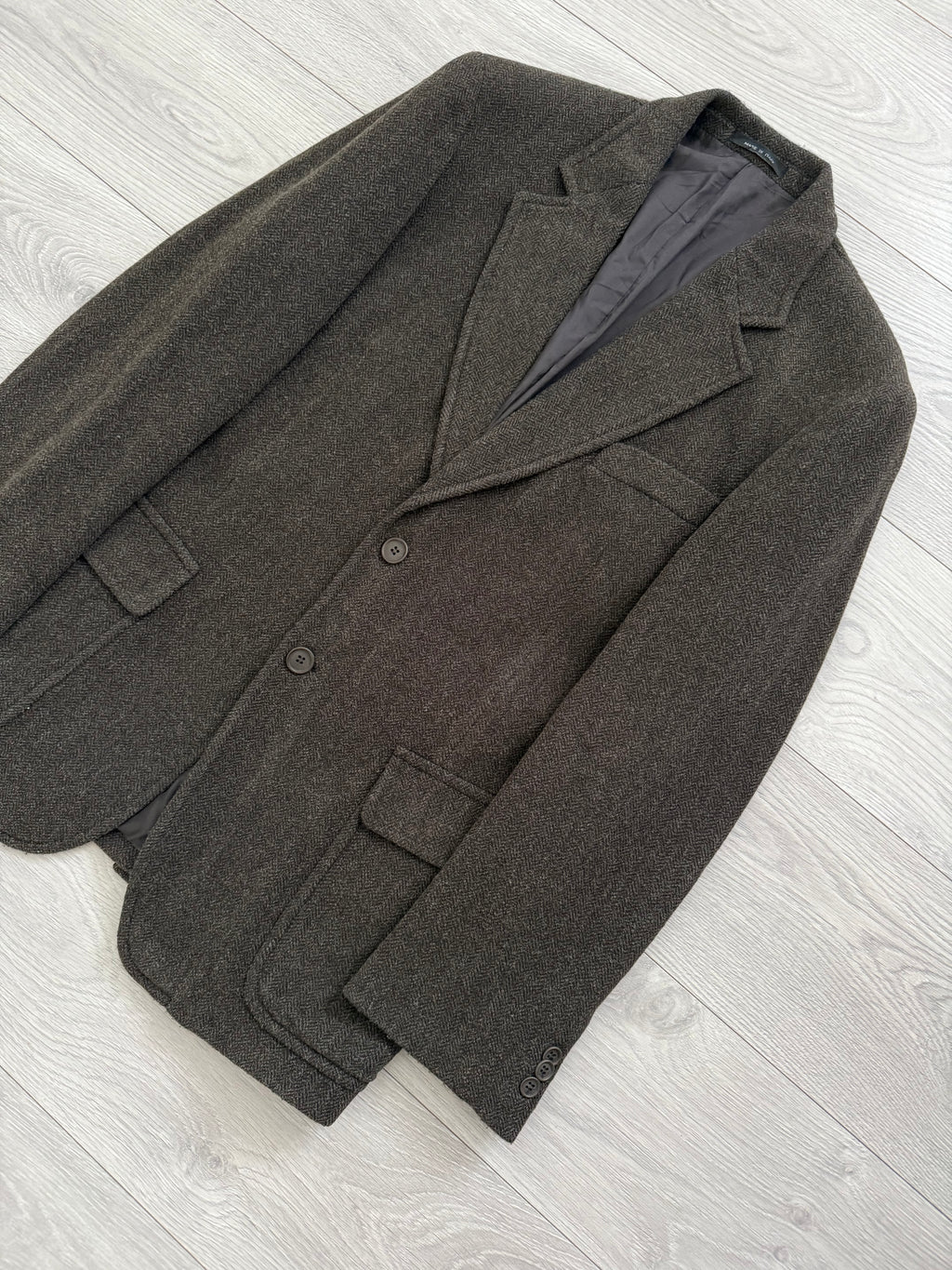 Emporio Armani 1990s 2B Brown Wool Hunting Jacket Blazer - Size S