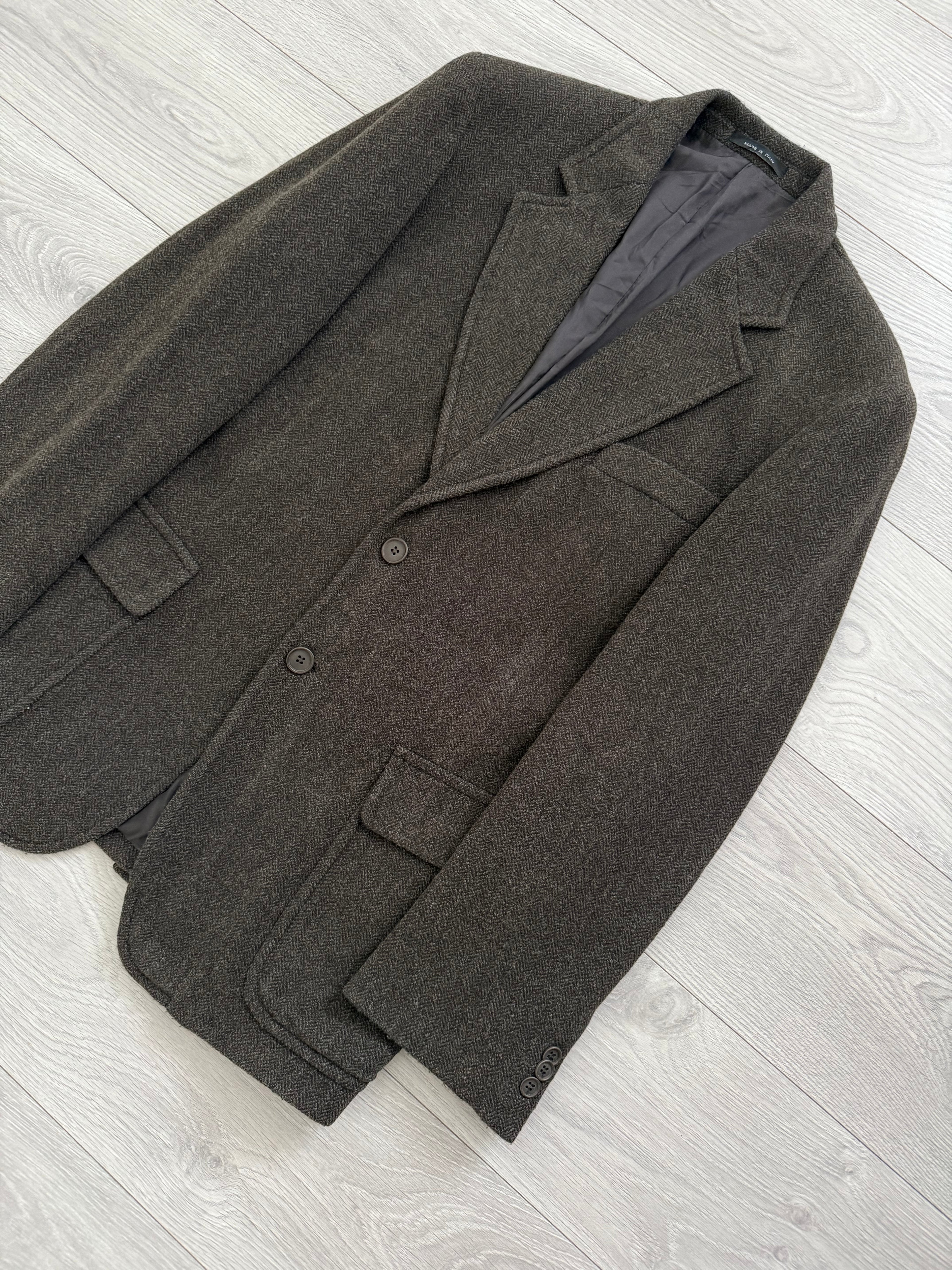 Emporio Armani 1990s 2B Brown Wool Hunting Jacket Blazer - Size S