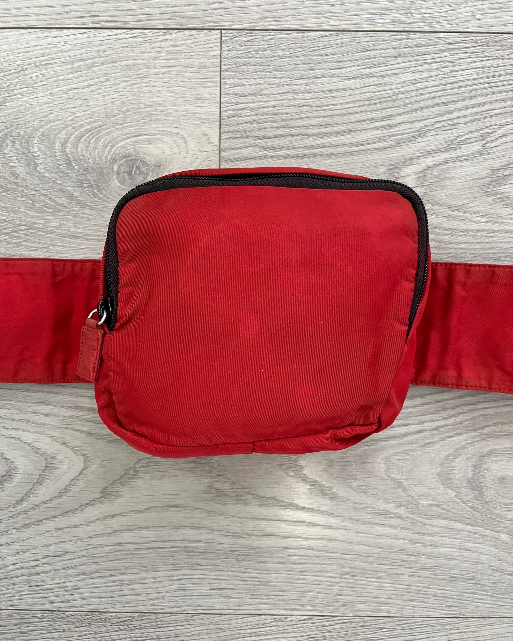 Prada 00s Metal Logo Red Waist Bag