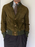 Sicons Armani 1980s Suede Green Military Flight Jacket - Size S