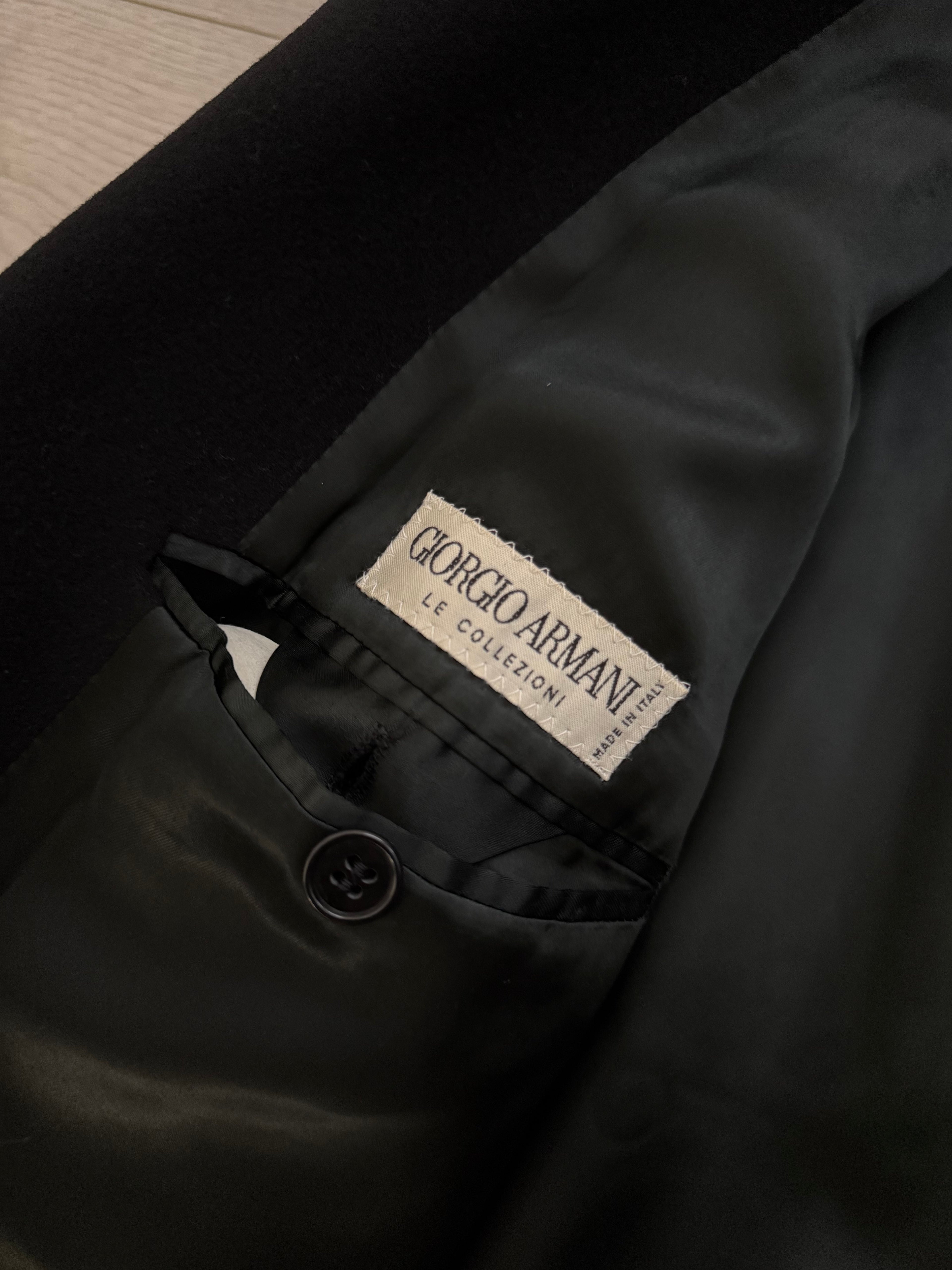 Giorgio Armani 1980s Wool Double Breasted Oversized Black Long Coat - Size XL