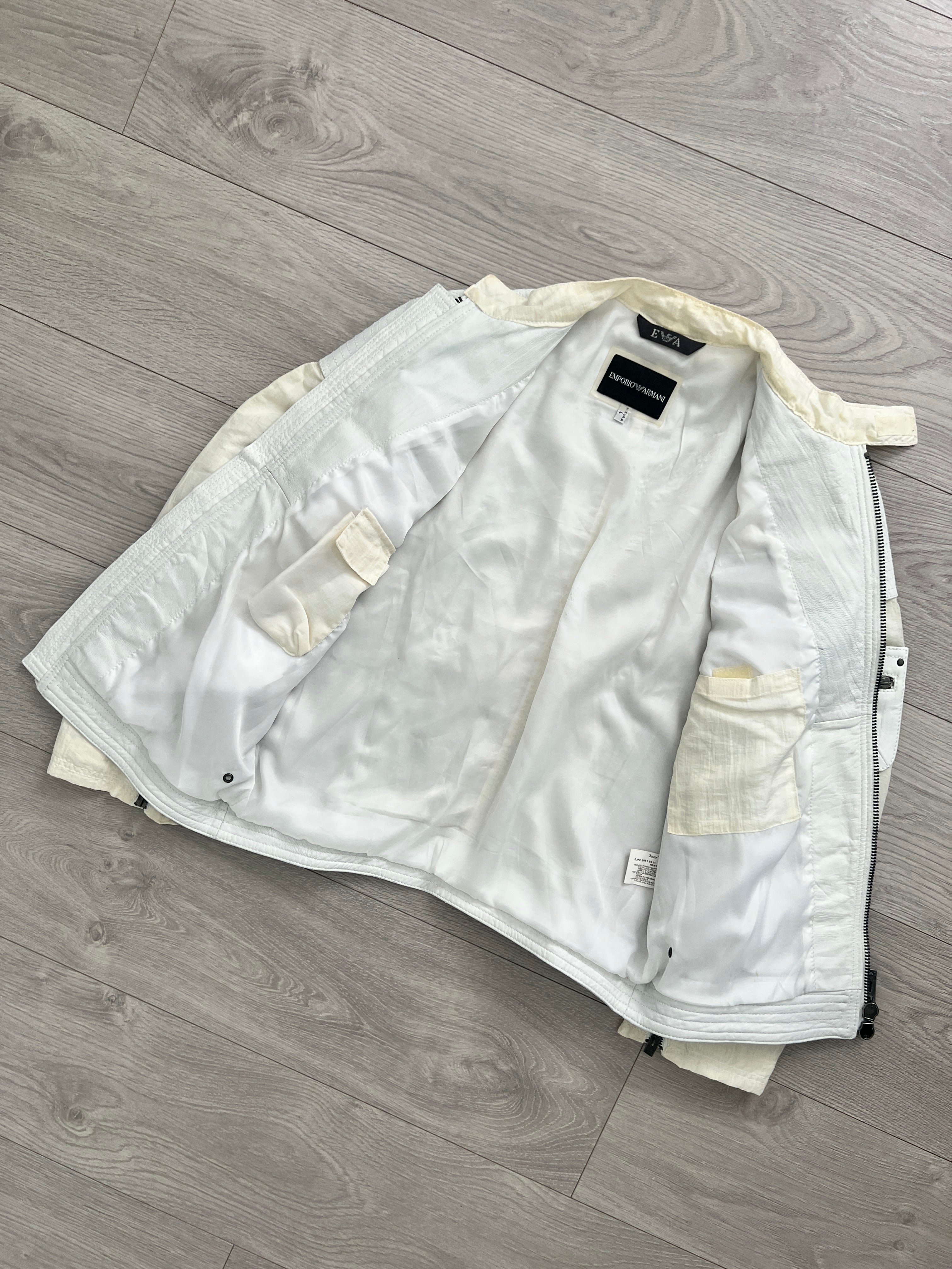 Emporio Armani 2001 Leather Panelled Cafe Racer Moto Jacket - Size M