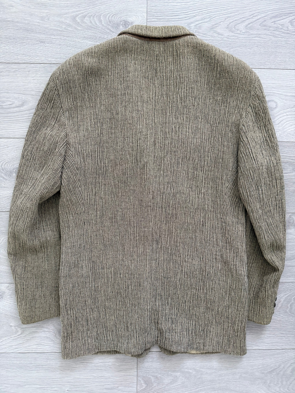 Emporio Armani 1990s 3D 'Tree Bark' Textured Wool Rayon Sports Jacket Blazer - Size L