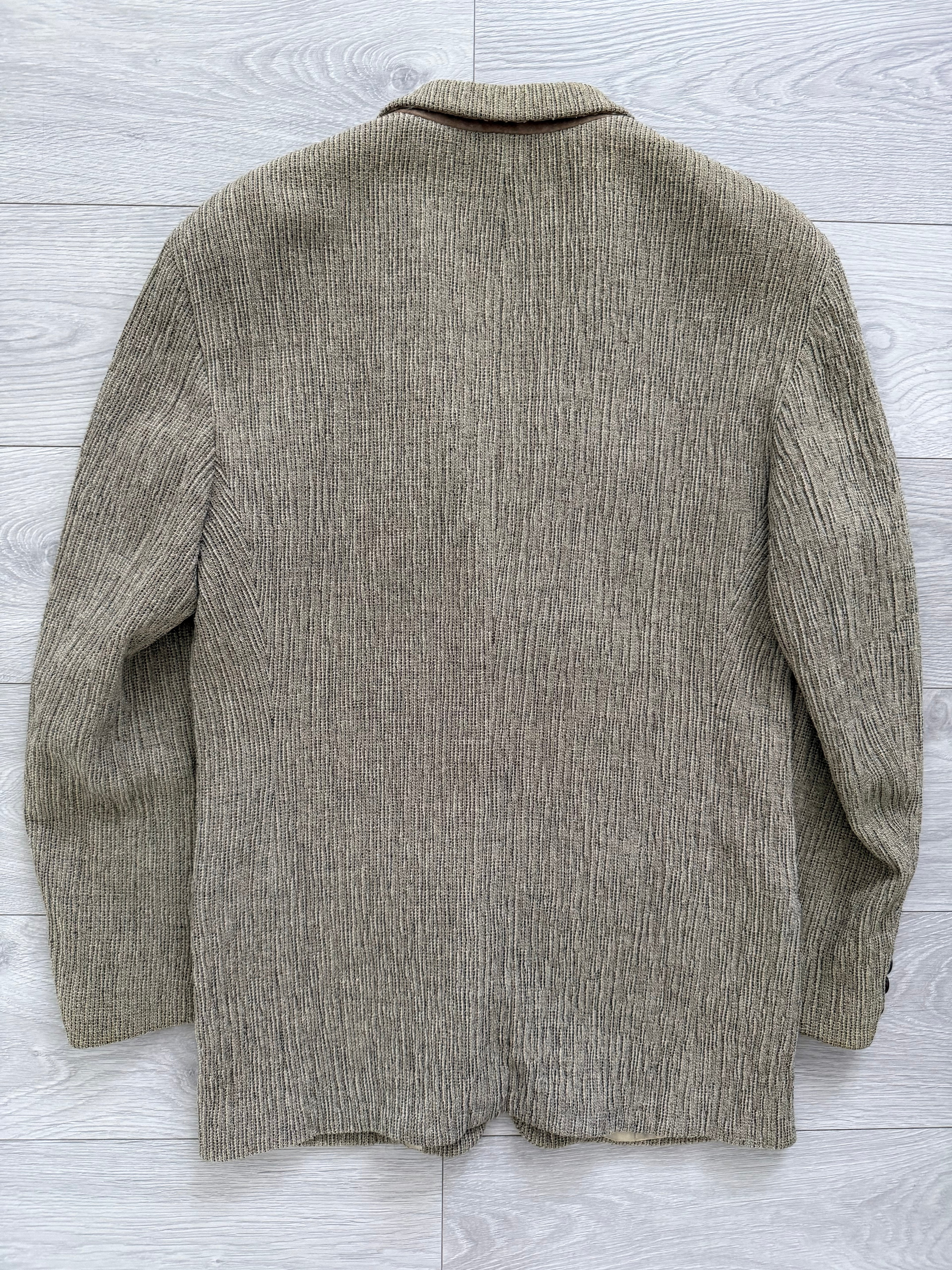 Emporio Armani 1990s 3D 'Tree Bark' Textured Wool Rayon Sports Jacket Blazer - Size L