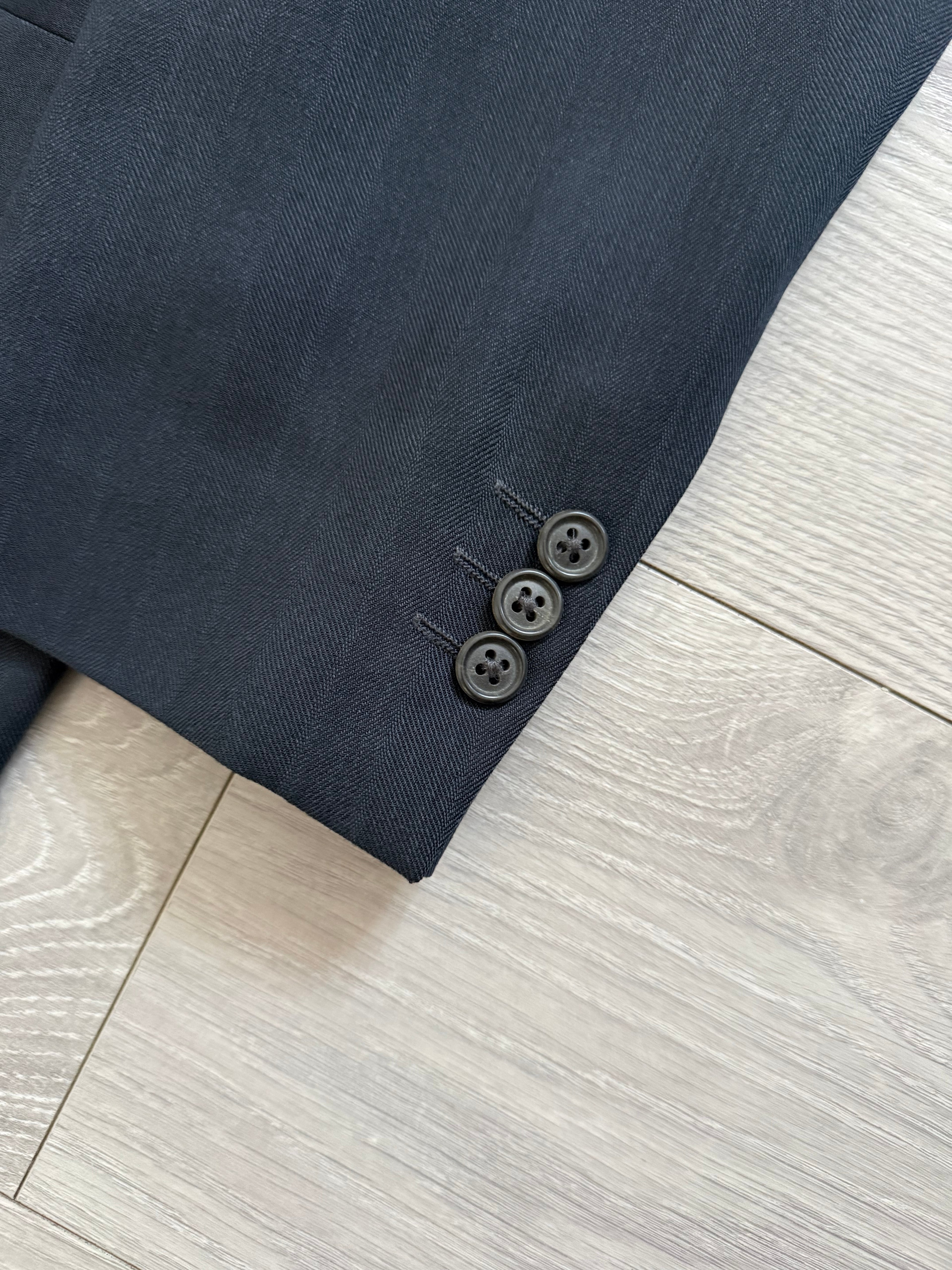 Versace 1980s 6B Double Breasted Peaked Lapel Textured Wool Sports Blazer Jacket - Size S