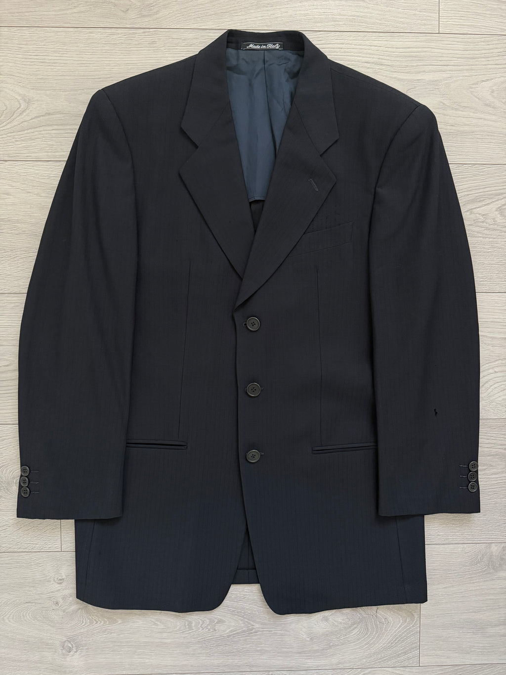 Giorgio Armani 1980s 3B Double Pleat Lightweight Navy Wool Suit - Size M Jacket / 30" Waist