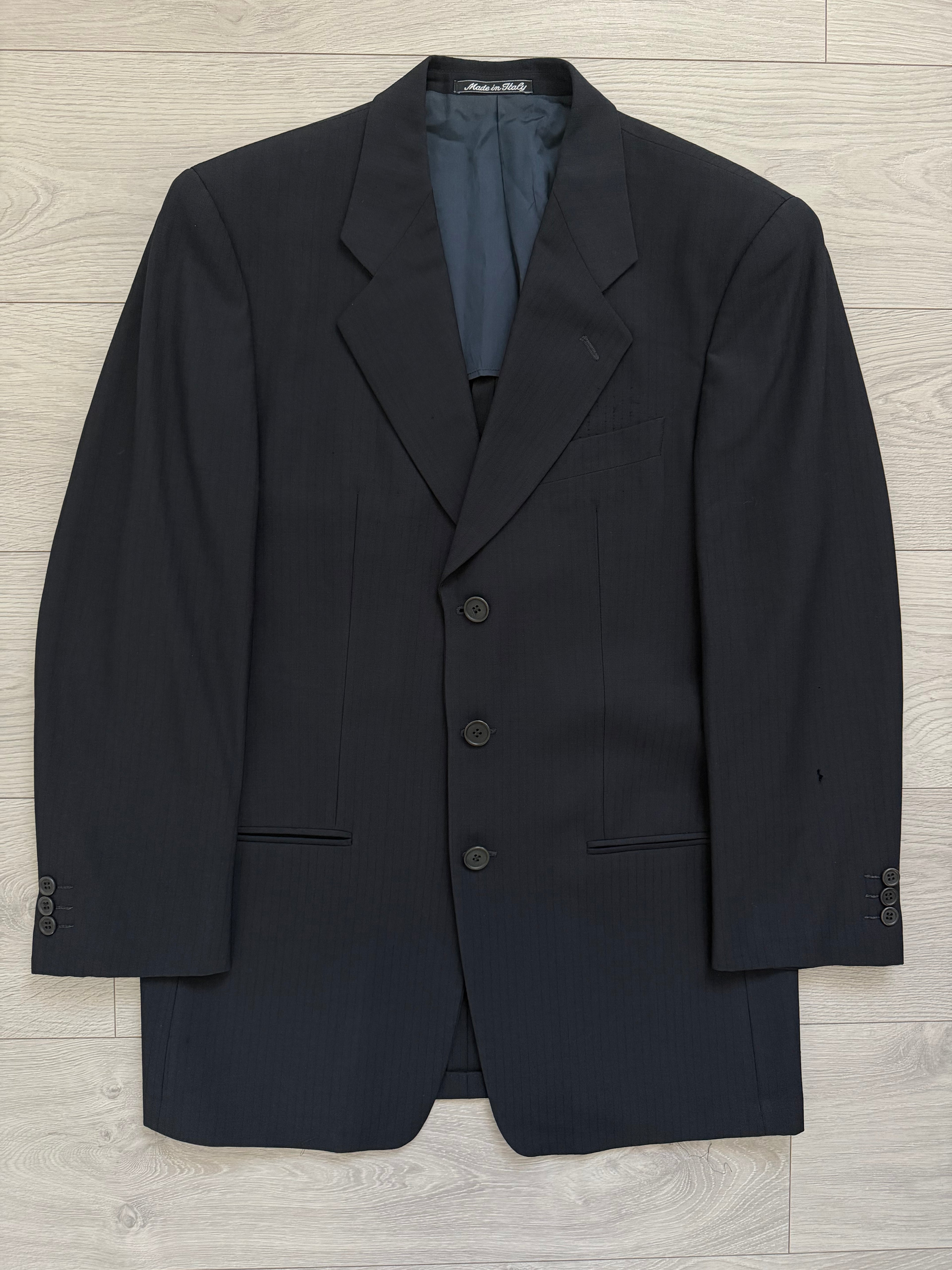 Giorgio Armani 1980s 3B Double Pleat Lightweight Navy Wool Suit - Size M Jacket / 30" Waist
