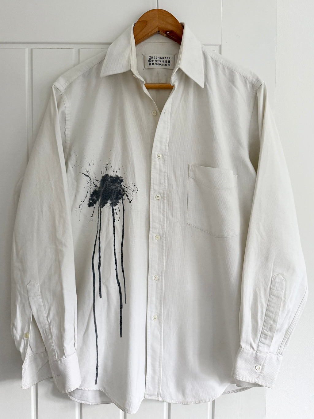 Maison Martin Margiela AW2004 Artisanal Line (0)(10) Ink Splatter Split Shirt - Size S