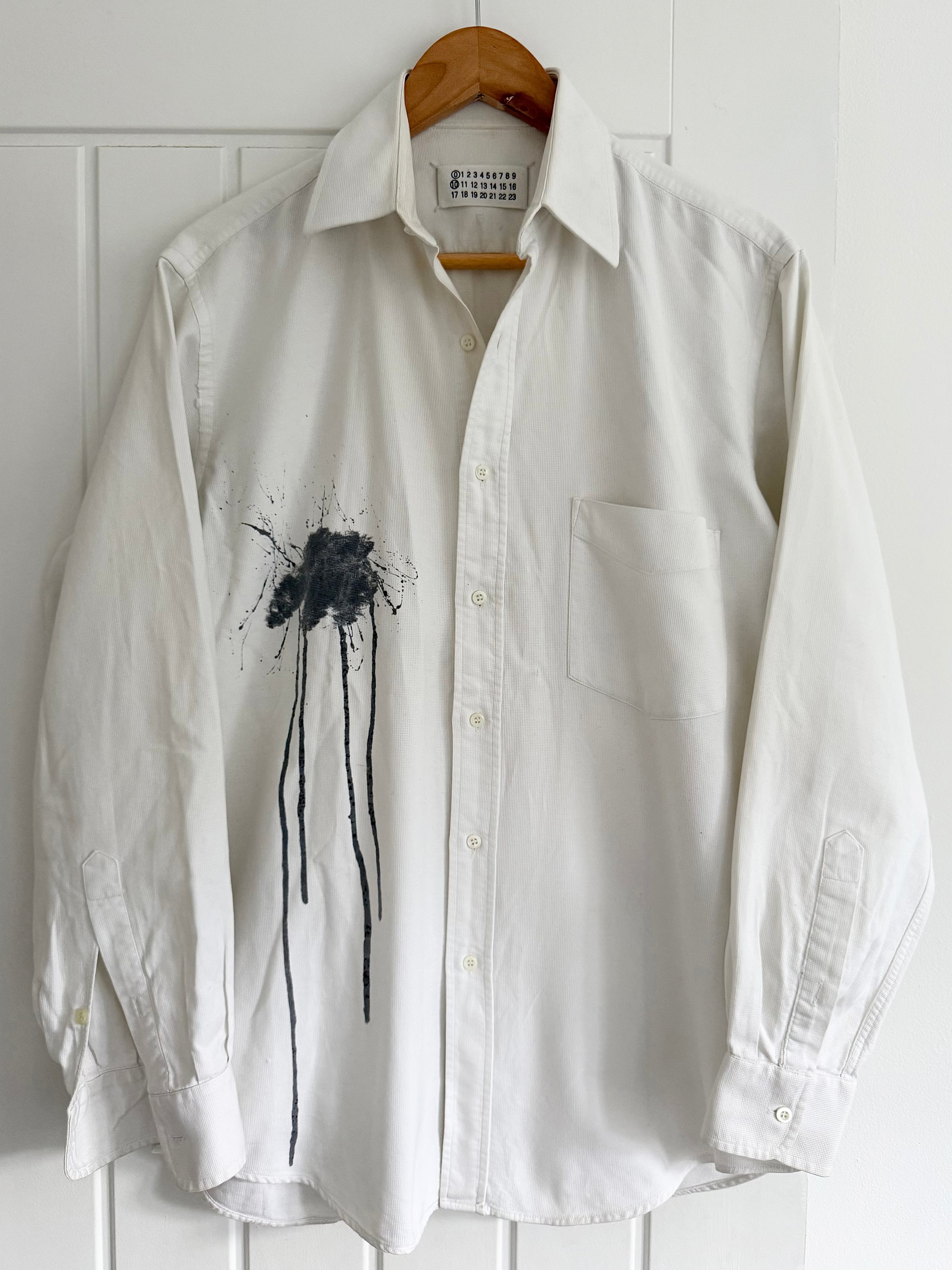 Maison Martin Margiela AW2004 Artisanal Line (0)(10) Ink Splatter Split Shirt - Size S