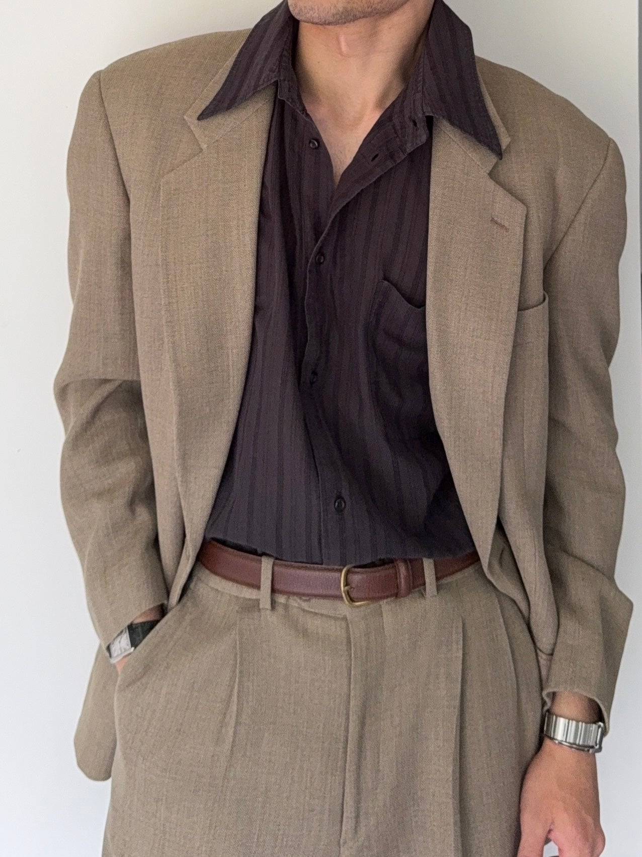 Giorgio Armani 1980s Spear Collar Relaxed Short Sleeve Shirt - Size XL