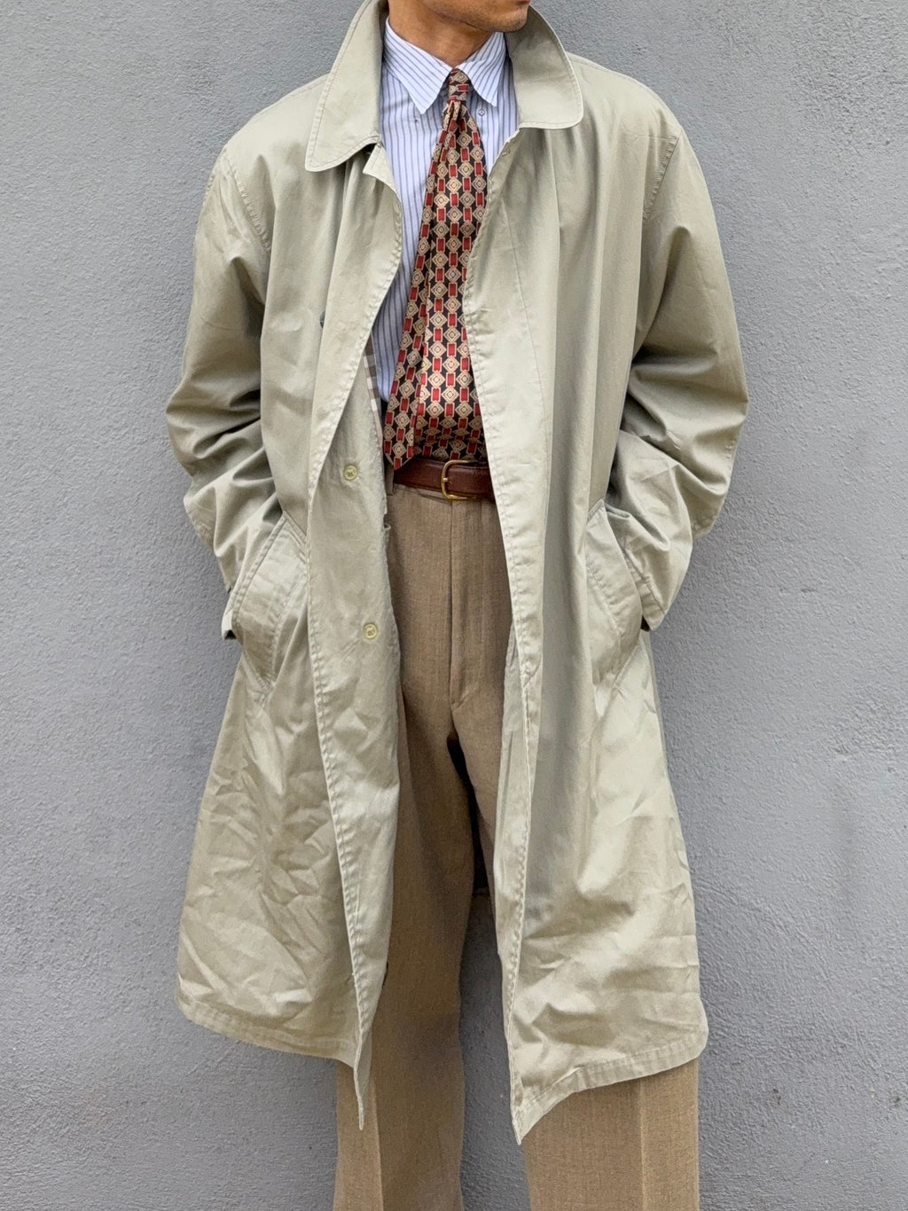 Emporio Armani 1980s Cotton Rain Overcoat - Size L