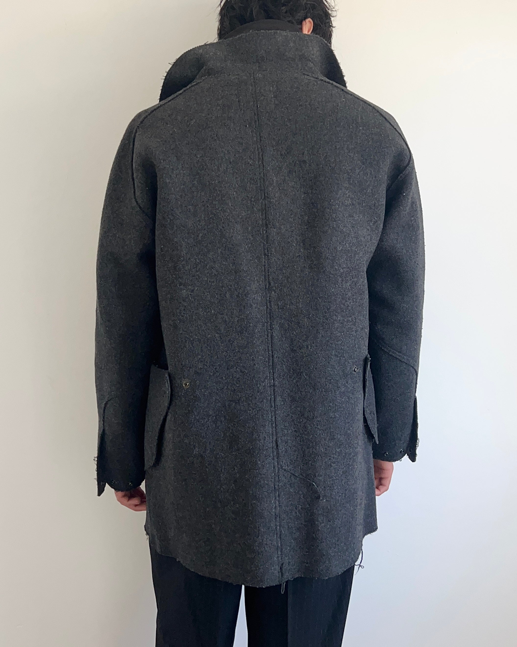 Final Home 1990s Raw Edge Curve Panelled Wool Coat - Size M