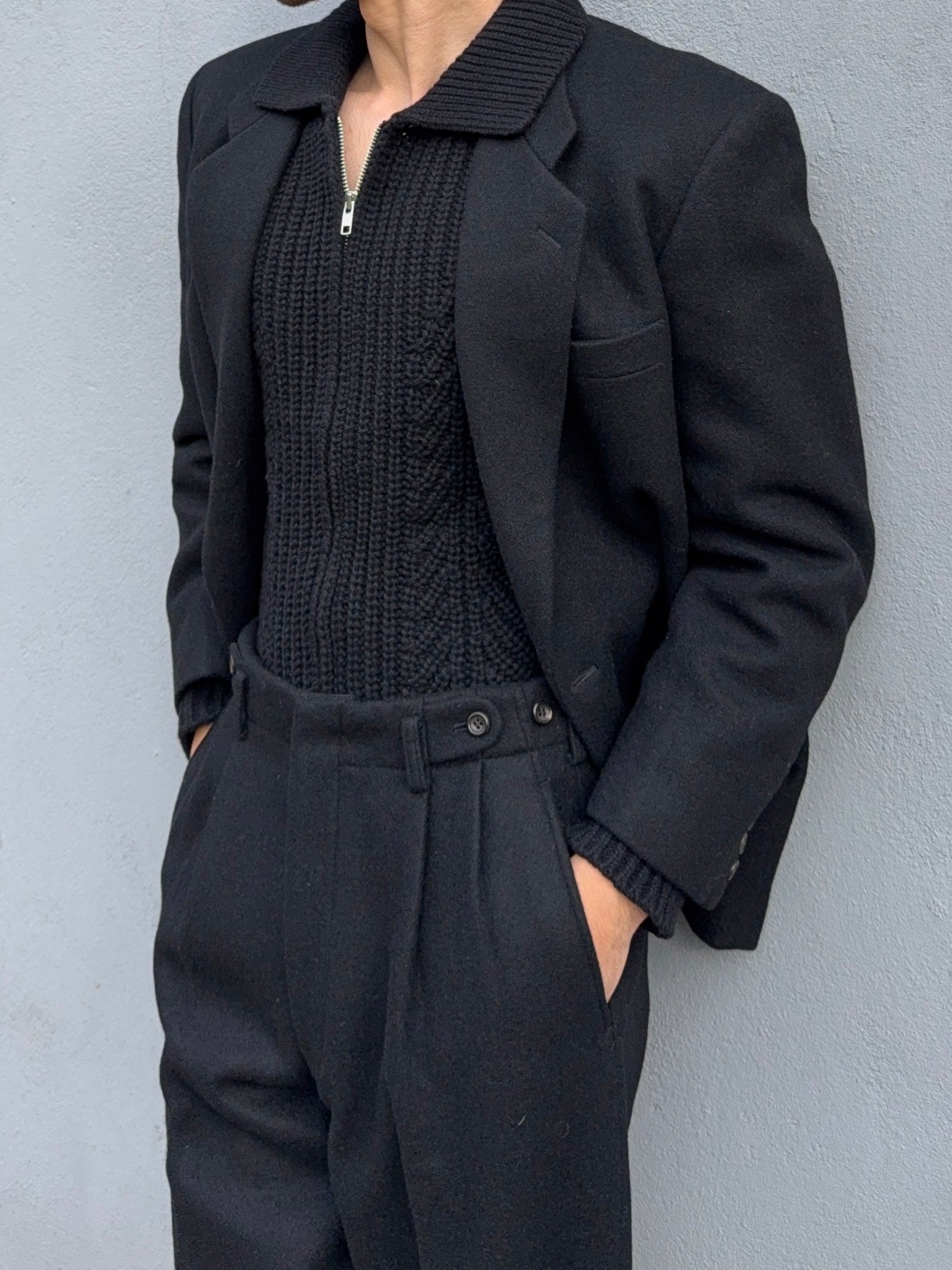 Comme Des Garcons Homme 1980s Triple Pleat Melton Wool Suit - M Jacket / 32" Waist