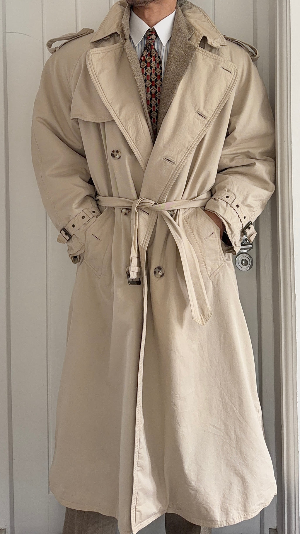 Hugo Boss 1980s Padded Power Trench Coat - Size L