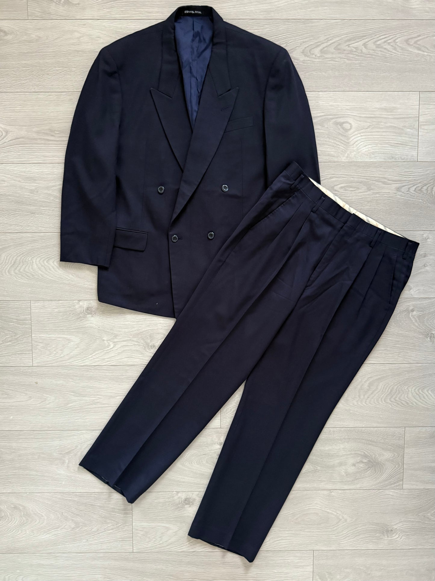 Yves Saint Laurent 1990s Double-Breasted Pleated Wool Suit - Size L Jacket / 34" Waist