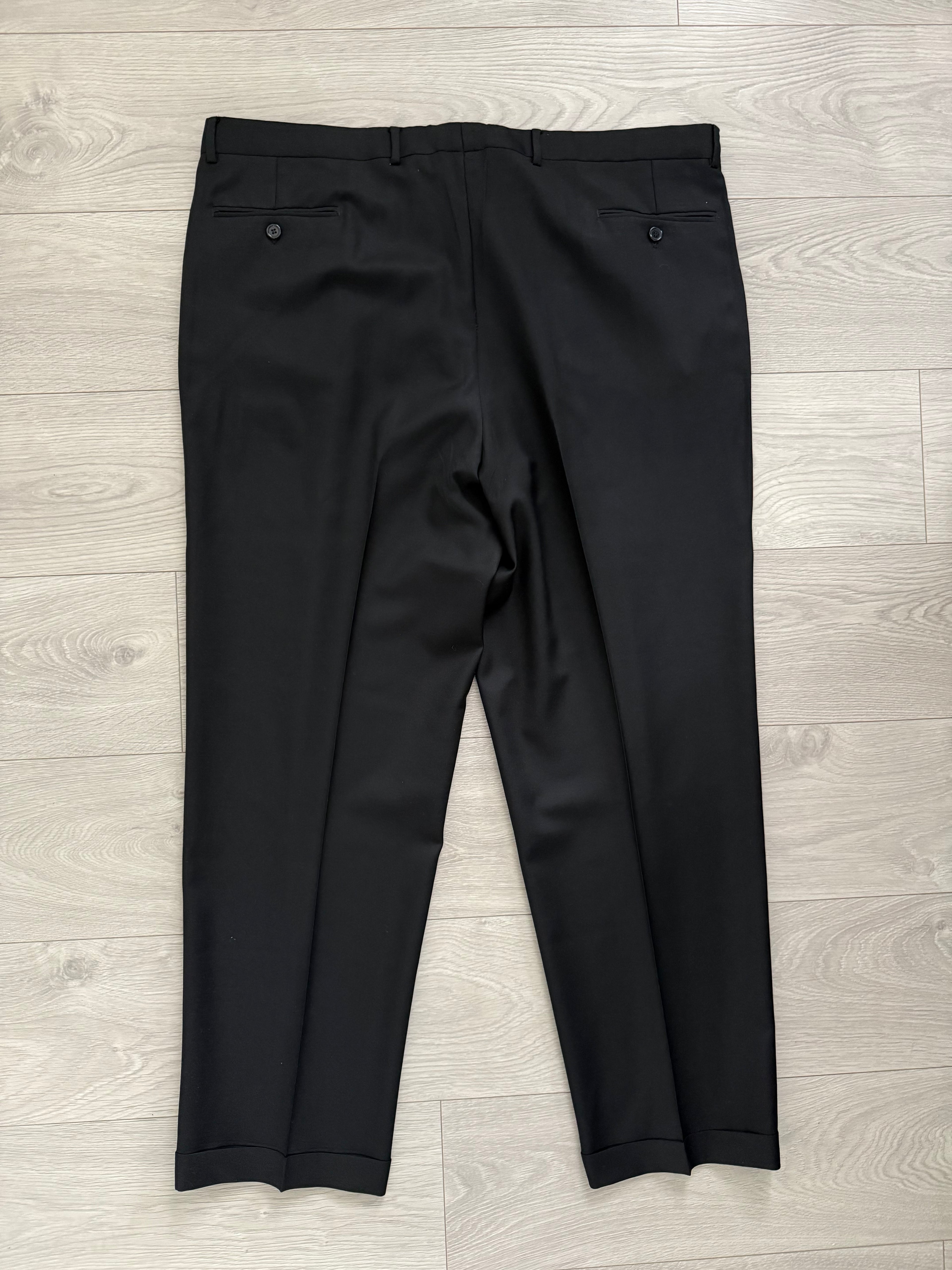 Giorgio Armani 1980s Peaked Lapel Double Breasted Pleated Black Suit - Size XXL Jacket / 44" Waist