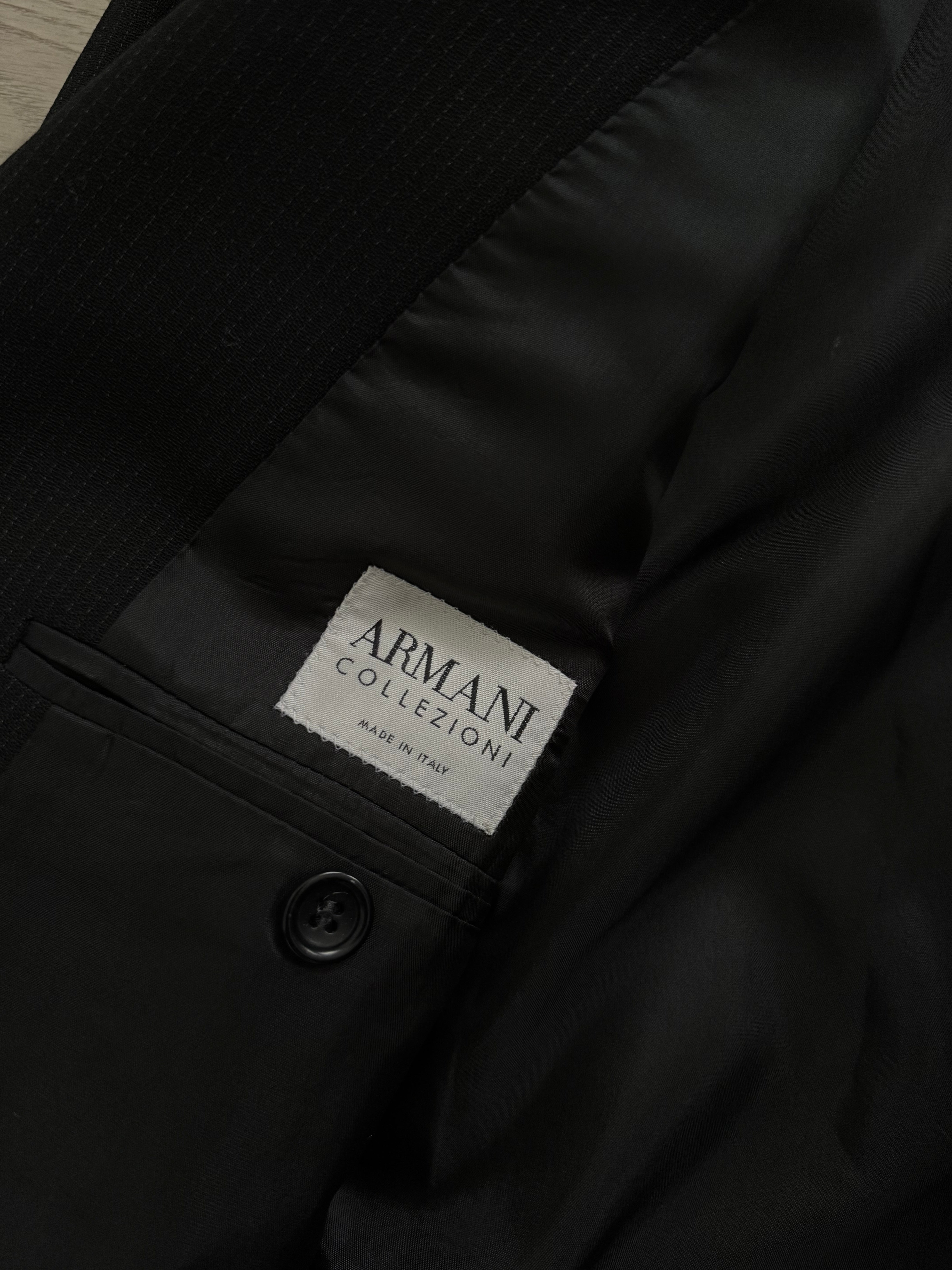 Armani 1990s 3B Draped Wool Black Suit - Size XL Jacket / 36