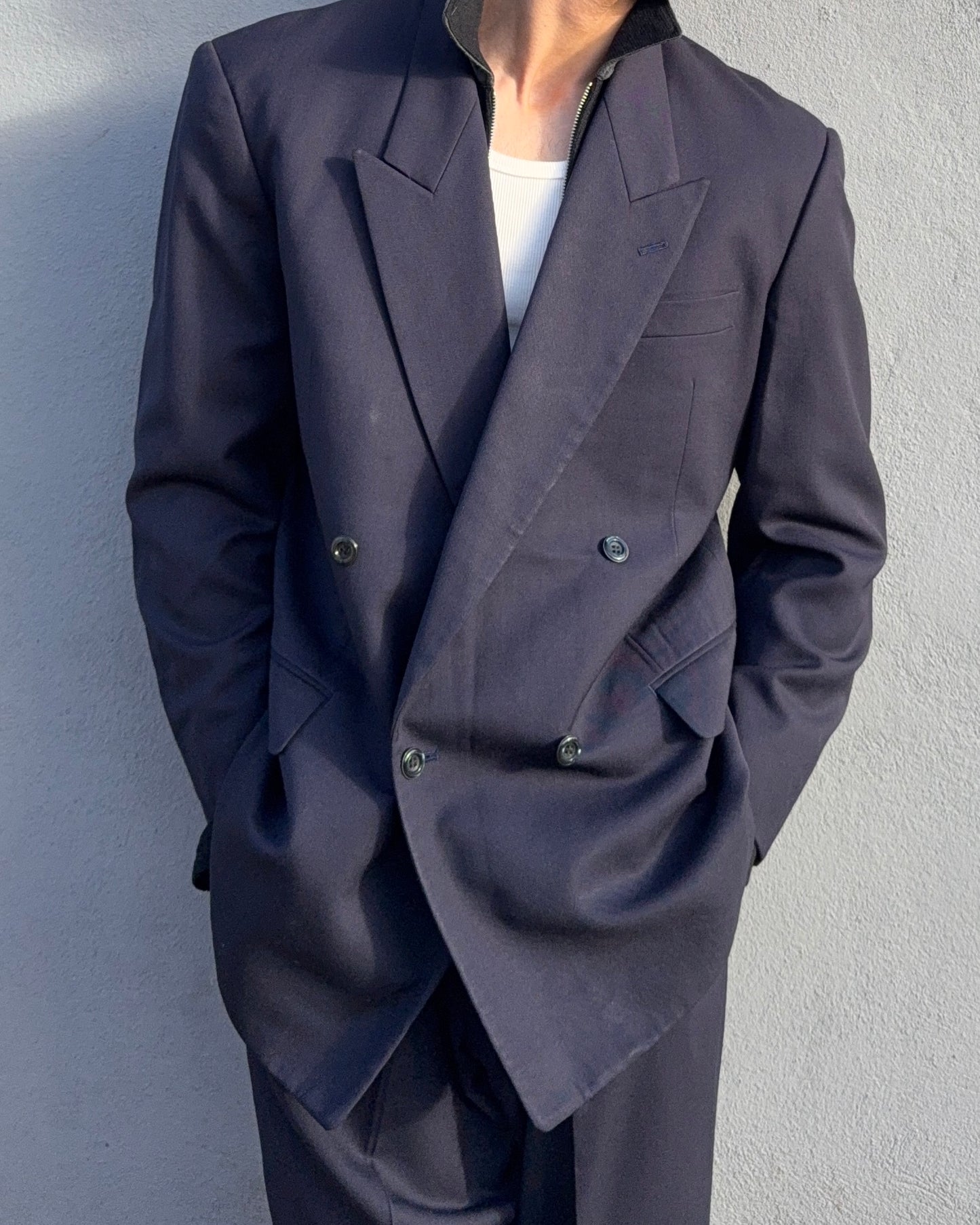 Yves Saint Laurent 1990s Double-Breasted Pleated Wool Suit - Size L Jacket / 34" Waist