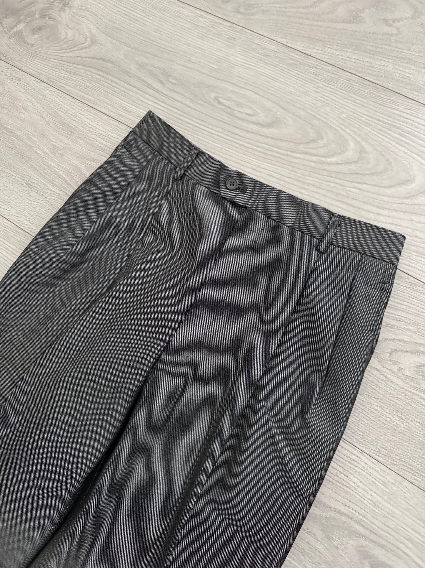 Yves Saint Laurent 1990s Double-Breasted Pleated Wool Suit - Size S Jacket / 30" Waist