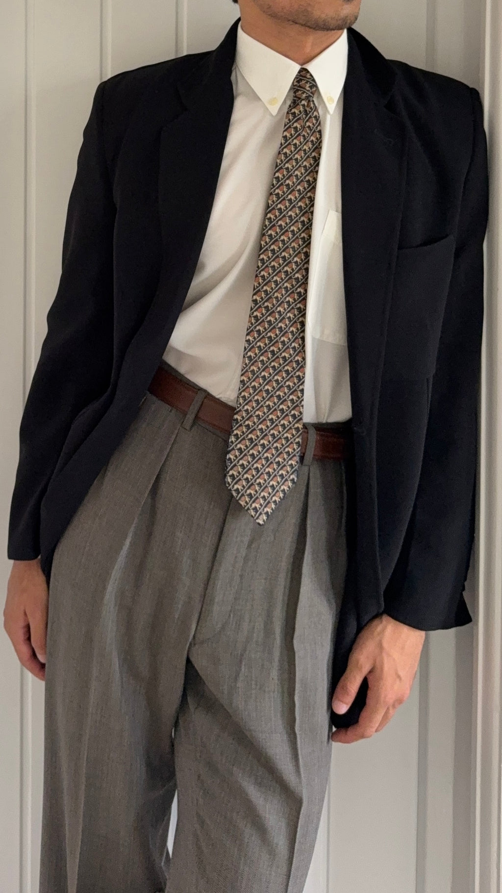 Giorgio Armani Black Label 1990s 1B Draped Lightweight Wool Jacket - Size S
