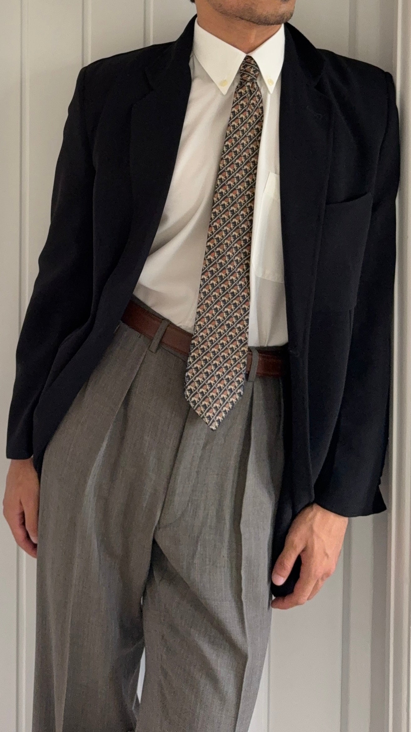 Giorgio Armani Black Label 1990s 1B Draped Lightweight Wool Jacket - Size S