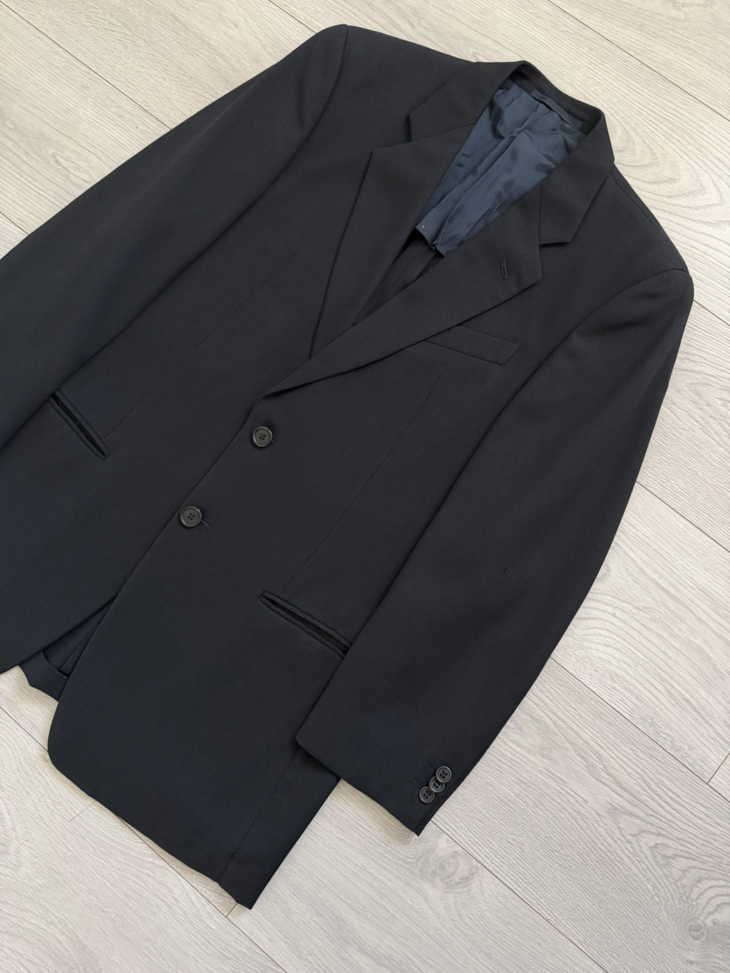 Giorgio Armani 1980s 2B Double Pleat Lightweight Navy Wool Suit - Size M Jacket / 32" Waist