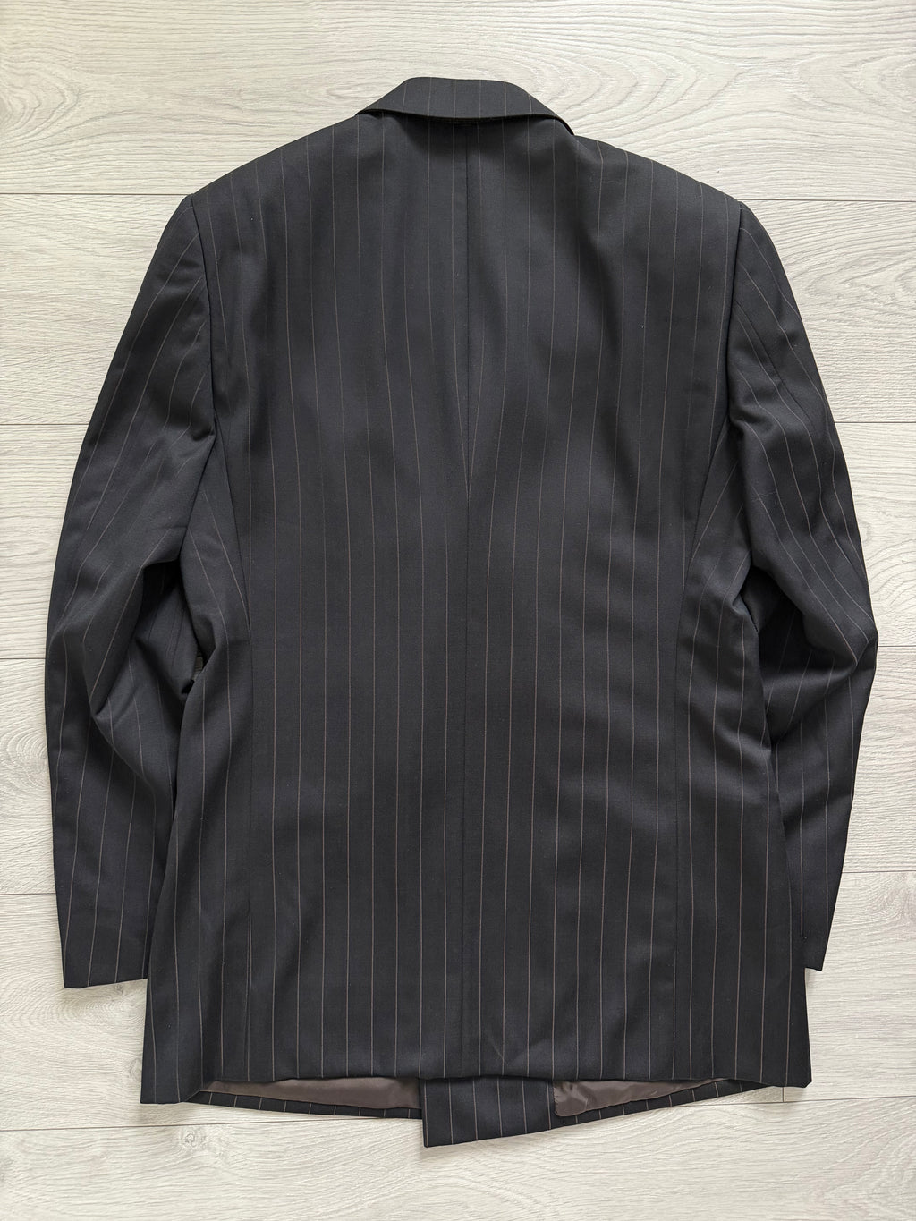 Armani 1990s Peaked Lapel Double Breasted Pleated Wool Suit Espresso Black - Size M Jacket / 32" Waist