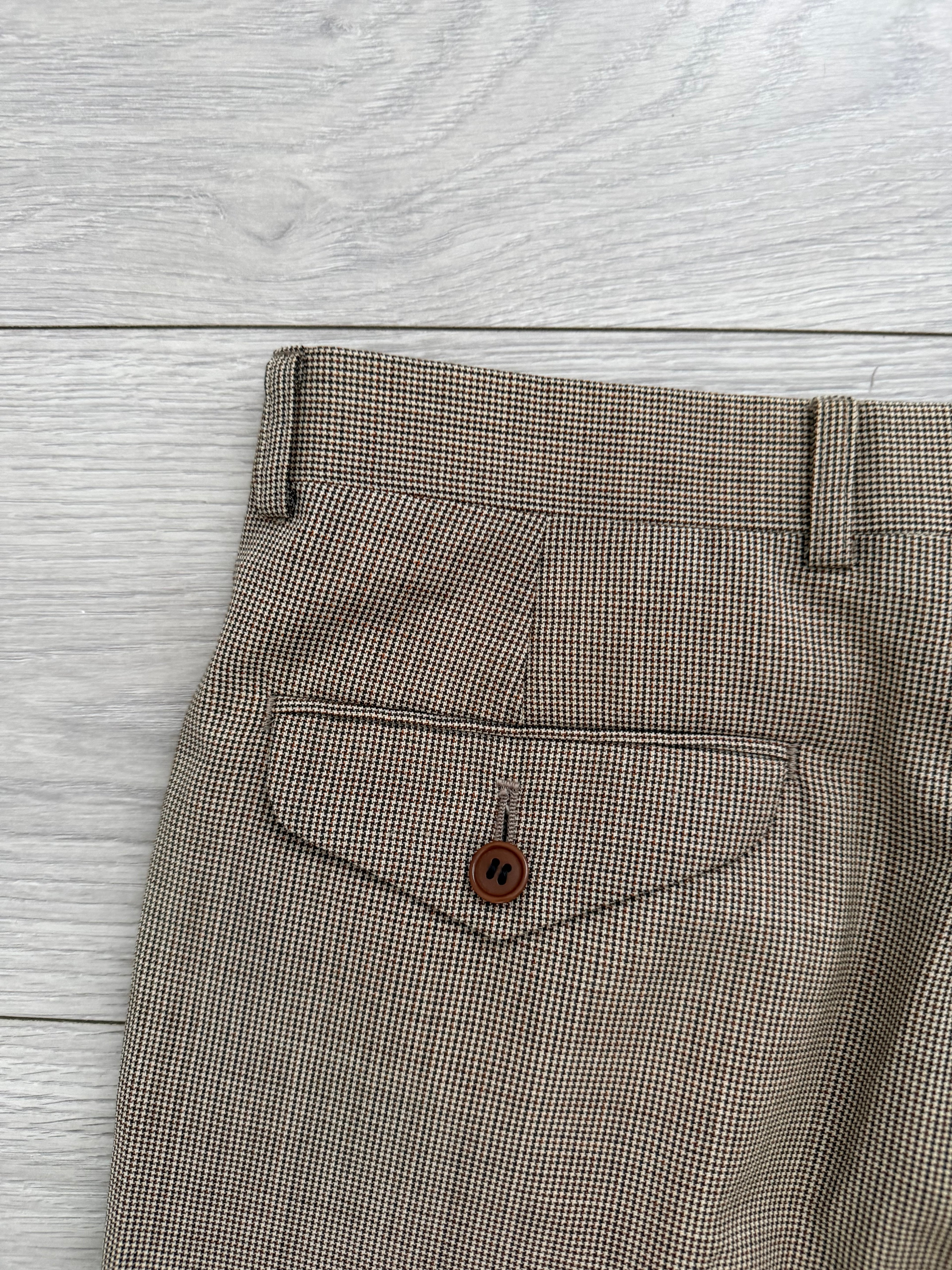 Paul Smith 1990s 3B Double Pleat Micro Houndstooth Marzotto Fabric Wool Suit - Size S Jacket / 30" Waist