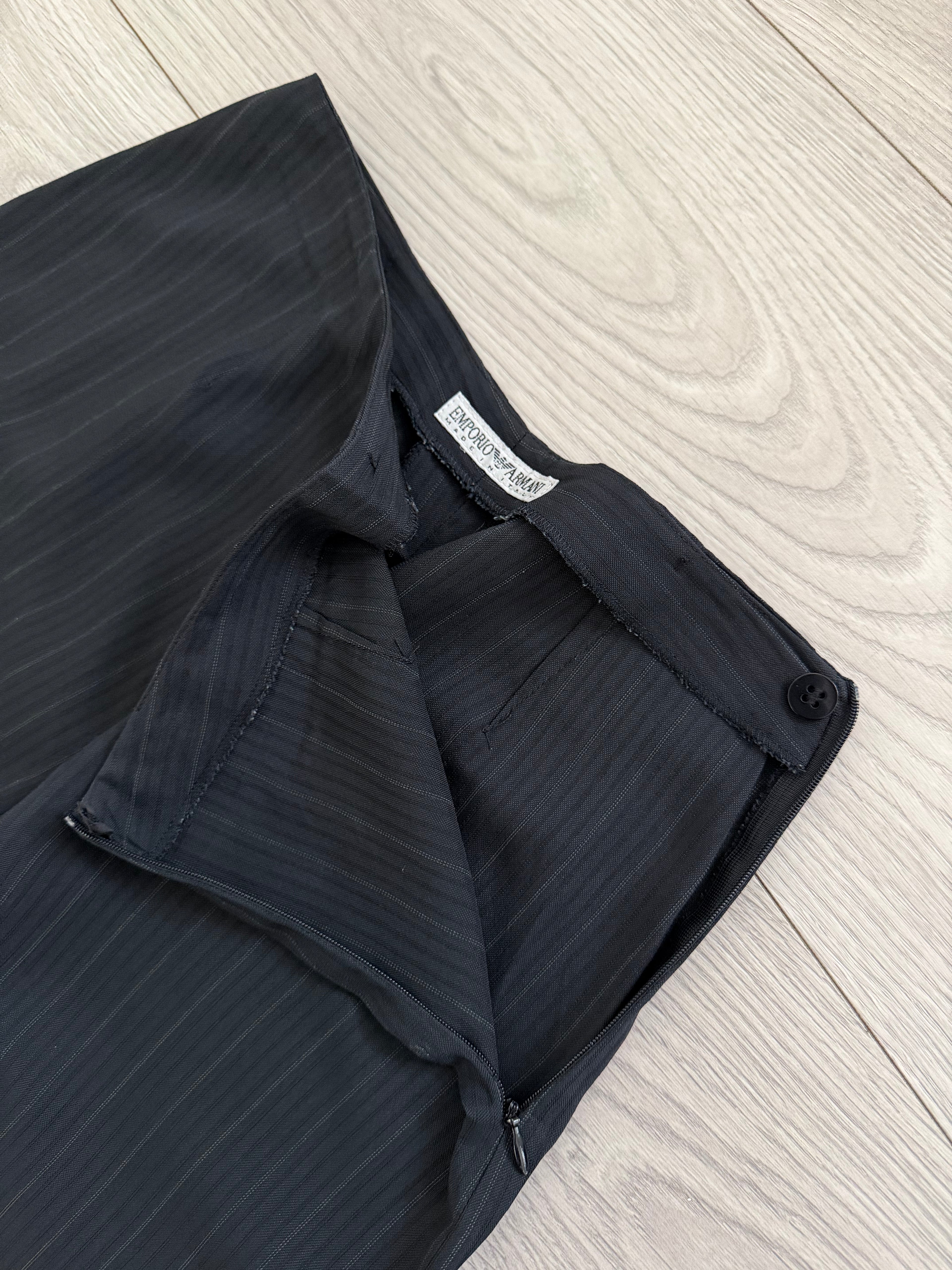 Womens Emporio Armani 1990s Peaked Lapel Double Breasted Wool Suit - Size M Jacket / 26" Waist