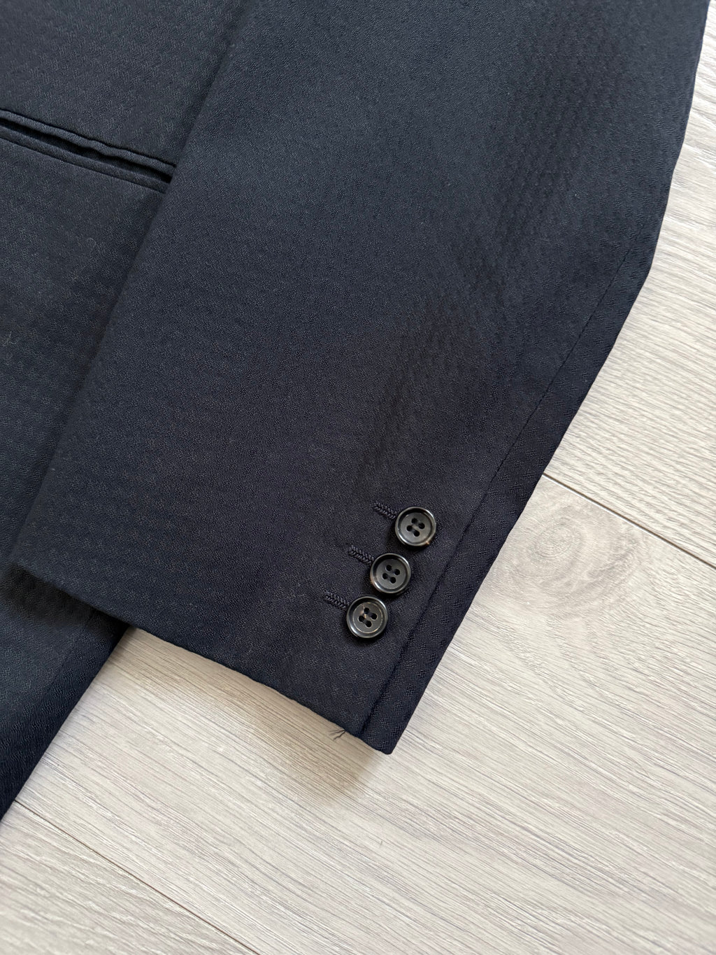 Comme Des Garcons Homme 2001 3B Navy Blue Pleated Wool Blend Suit - Size M Jacket / 30" Waist