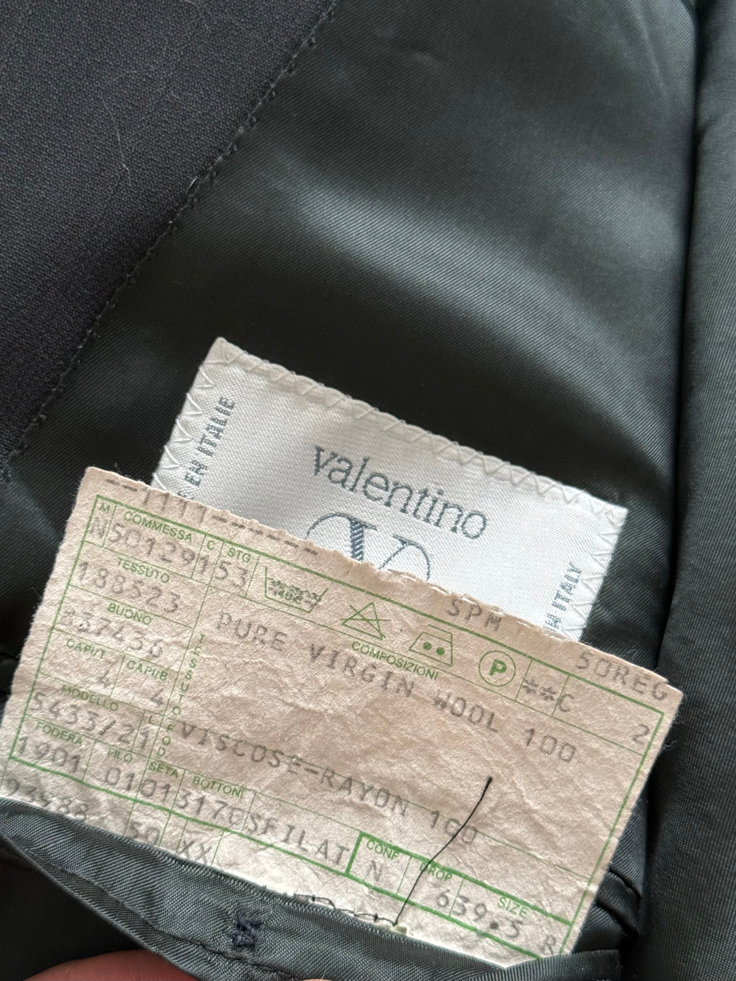 Valentino 1980s Peaked Lapel Double Breasted Grey Sport Jacket Blazer - Size L