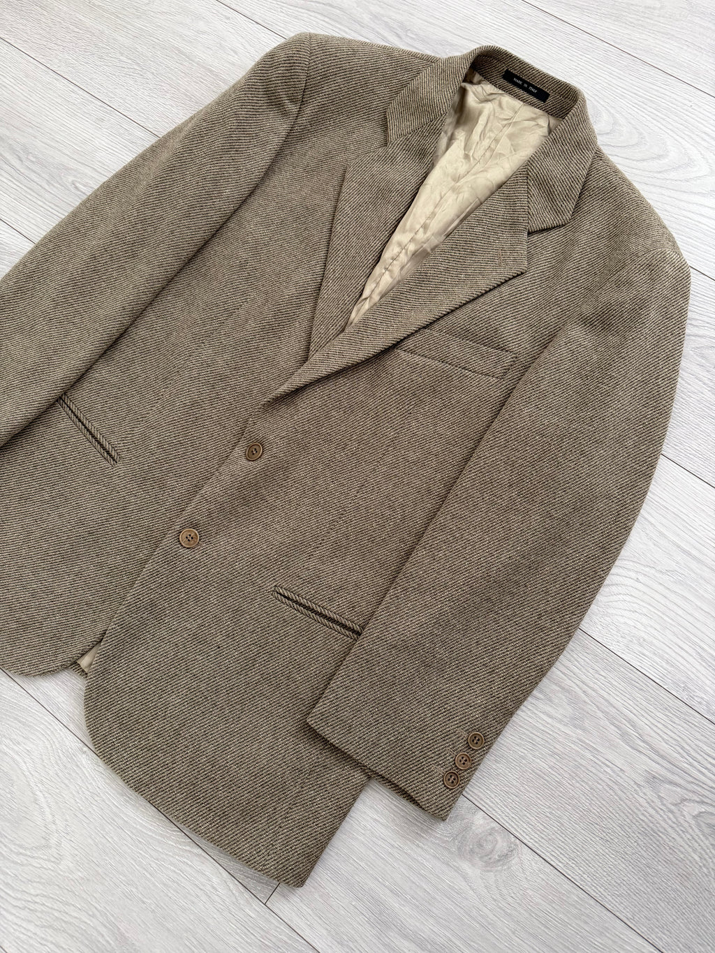 Emporio Armani 1990s 2B Taupe Beige Wool Twill Sport Blazer Jacket - Size XL