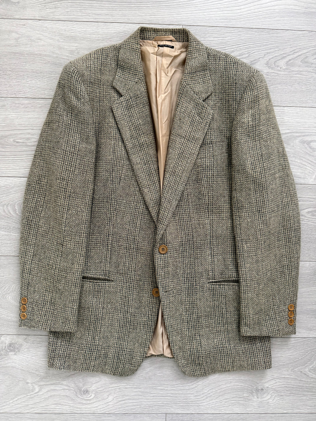 Giorgio Armani Black Label 1990s Textured Wool Check Sports Jacket Blazer - Size M