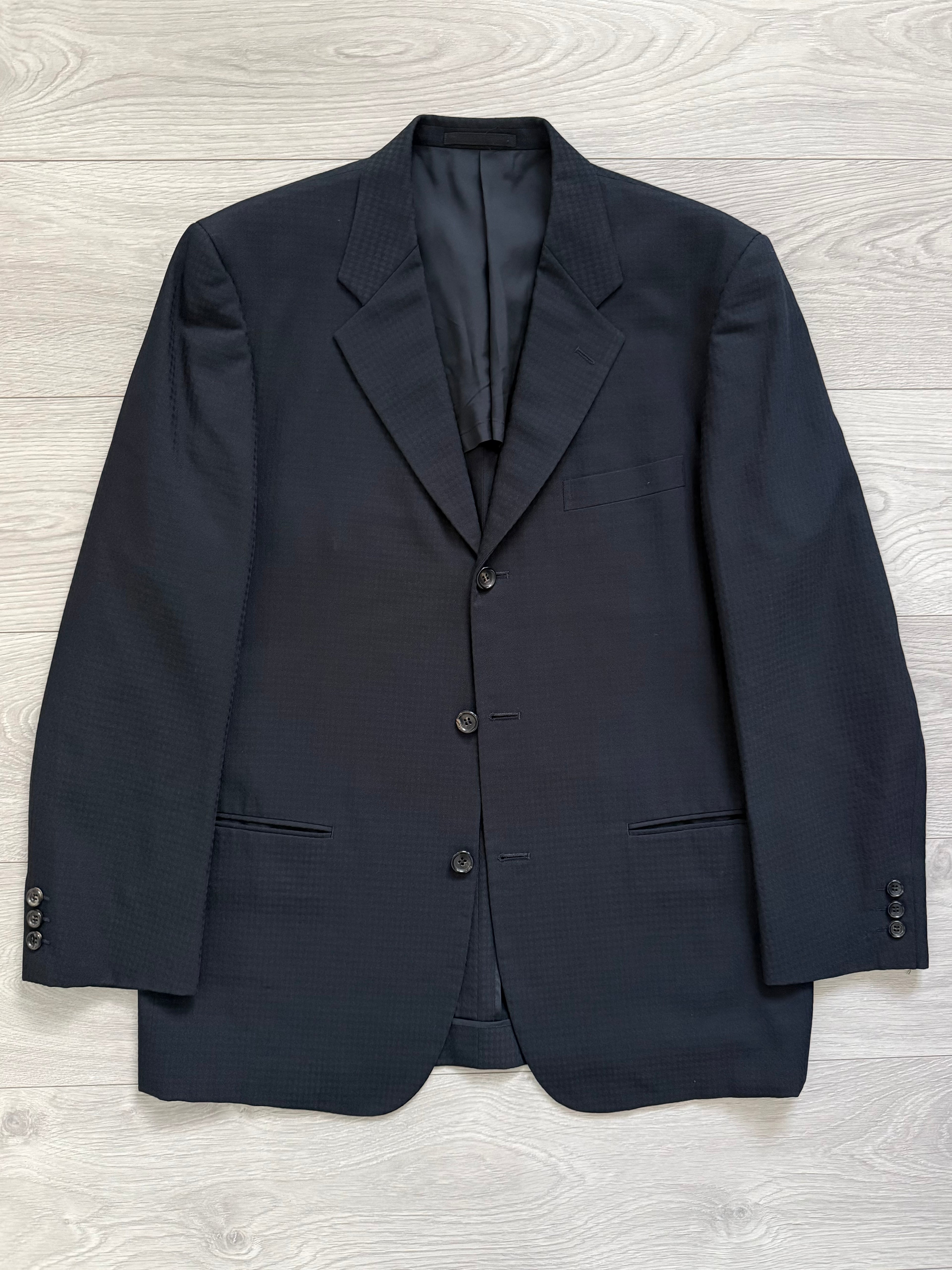 Comme Des Garcons Homme 2001 3B Navy Blue Pleated Wool Blend Suit - Size M Jacket / 30" Waist