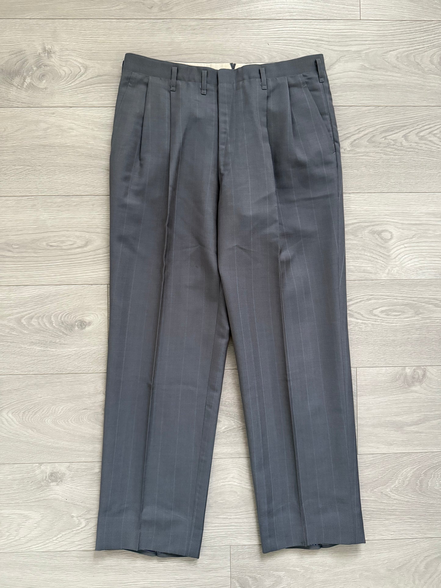 Yves Saint Laurent 1990s Double-Breasted Pleated Wool Suit - Size L Jacket / 34" Waist