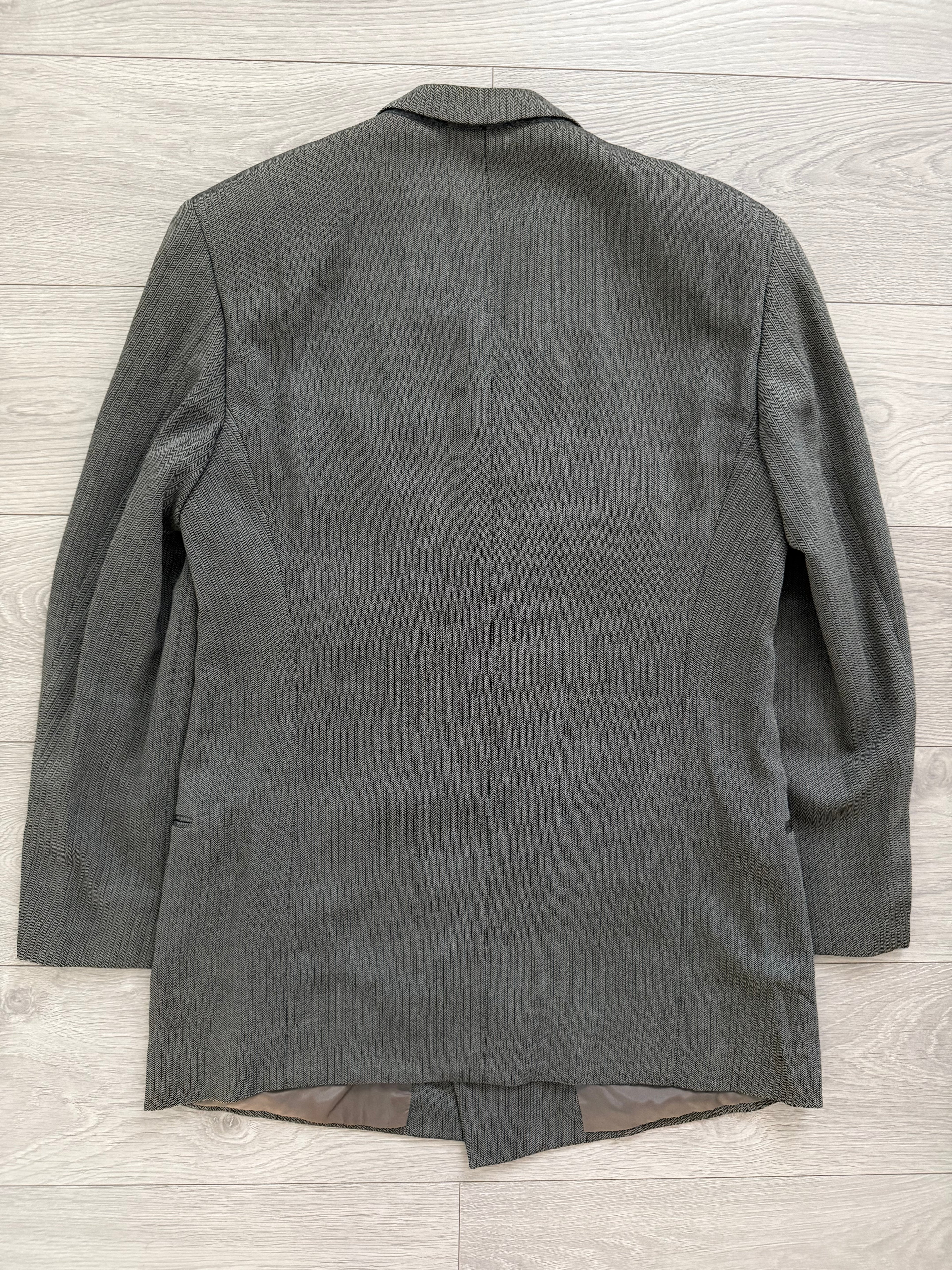 Giorgio Armani 1980s Peaked Lapel Double Breasted Textured Wool Sports Blazer Jacket - Size L