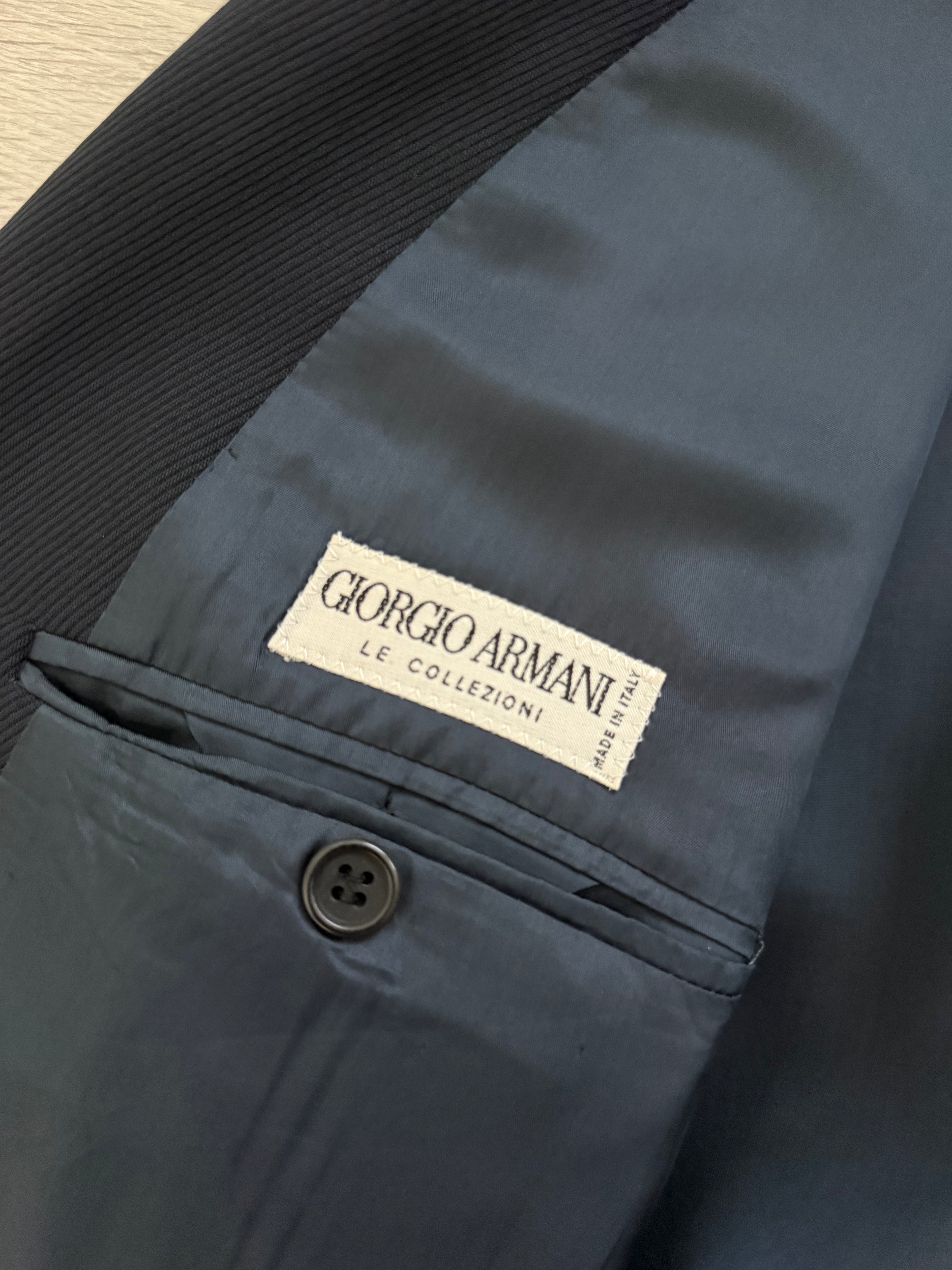 Giorgio Armani 1980s 3B Wool Twill Weave Navy Pleated Suit - Size XXL Jacket / 35" Waist