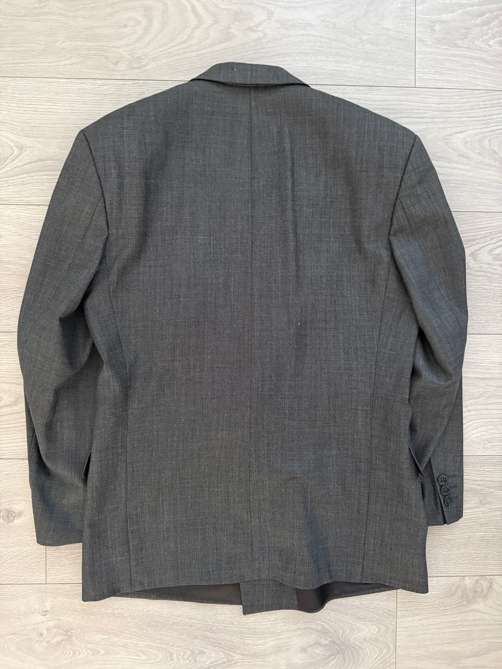 Hugo Boss 1980s 'Bassini Chicago' Peaked Lapel Double Breasted Pleated Wool Cashmere Suit - Size S Jacket / 30" Waist