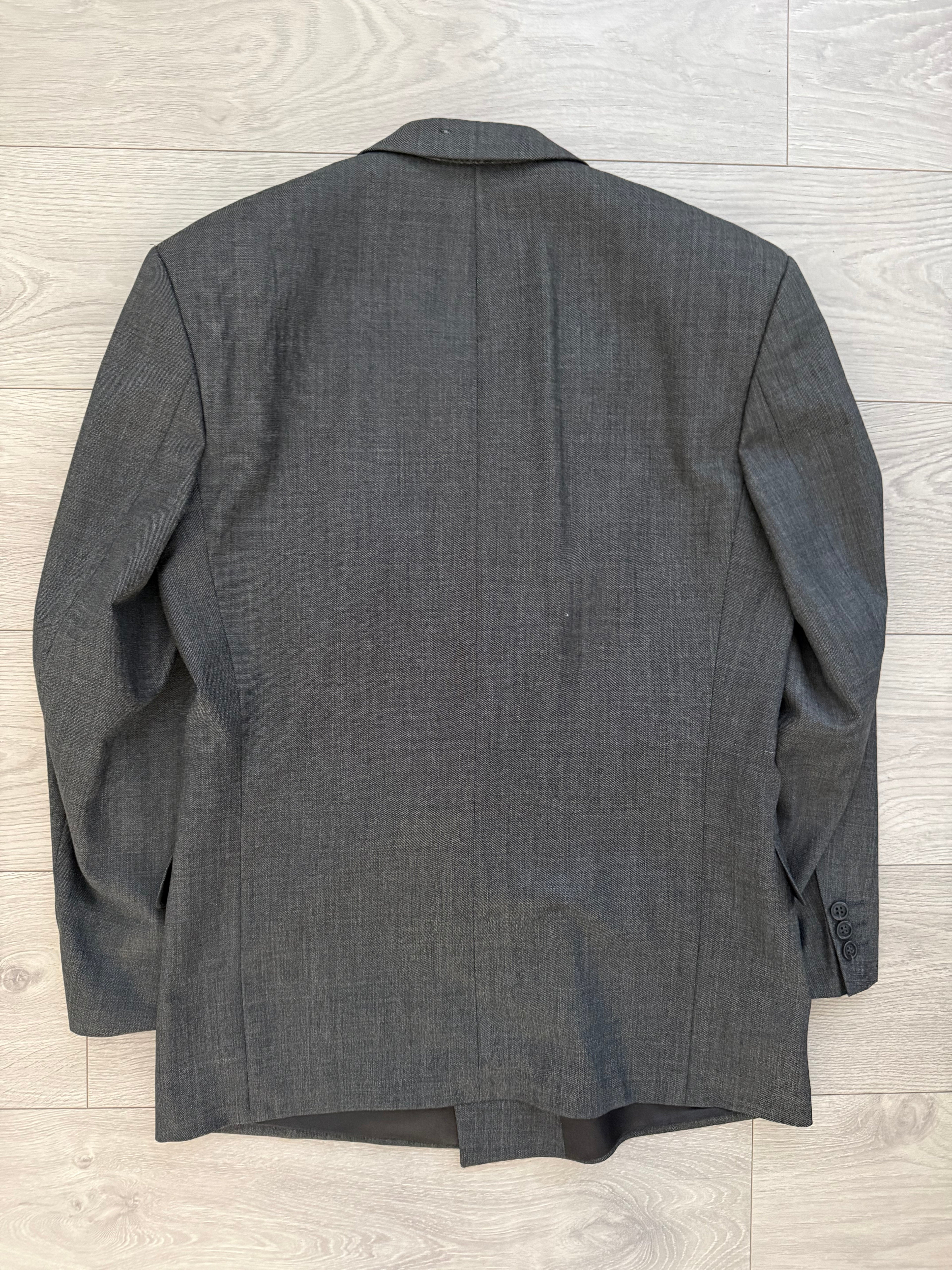 Hugo Boss 1980s 'Bassini Chicago' Peaked Lapel Double Breasted Pleated Wool Cashmere Suit - Size S Jacket / 30" Waist
