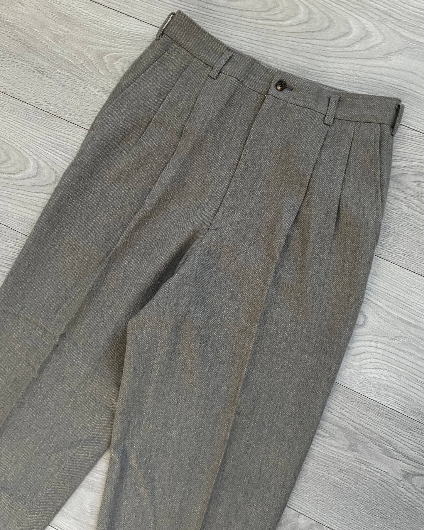 Comme Des Garcons Homme AW1991 Pleated Herringbone Wool Trousers - Size 32