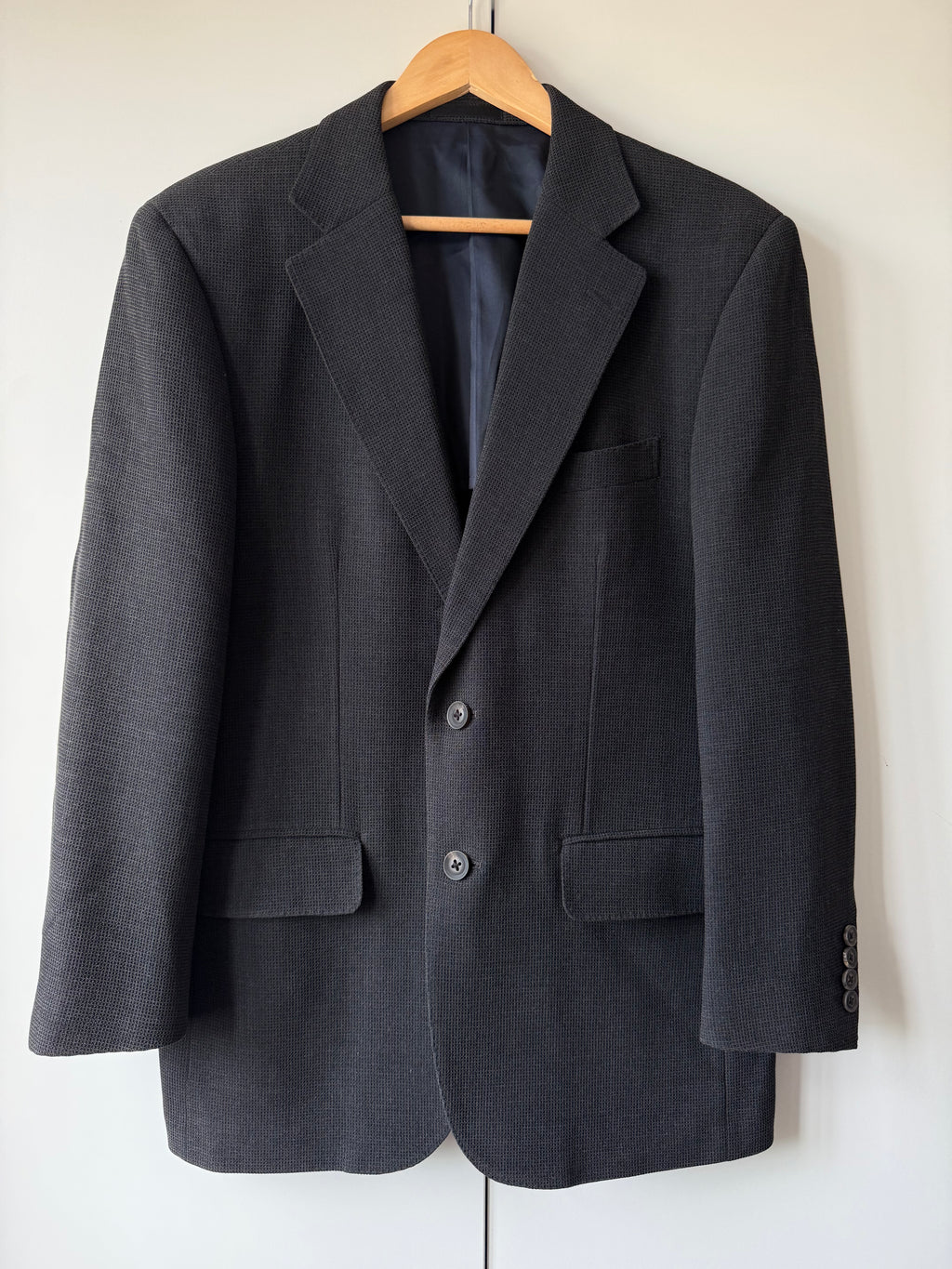 Burberry 1990s 2B Wool Charcoal Black Lightweight Partially Lined Sports Jacket Blazer - Size S