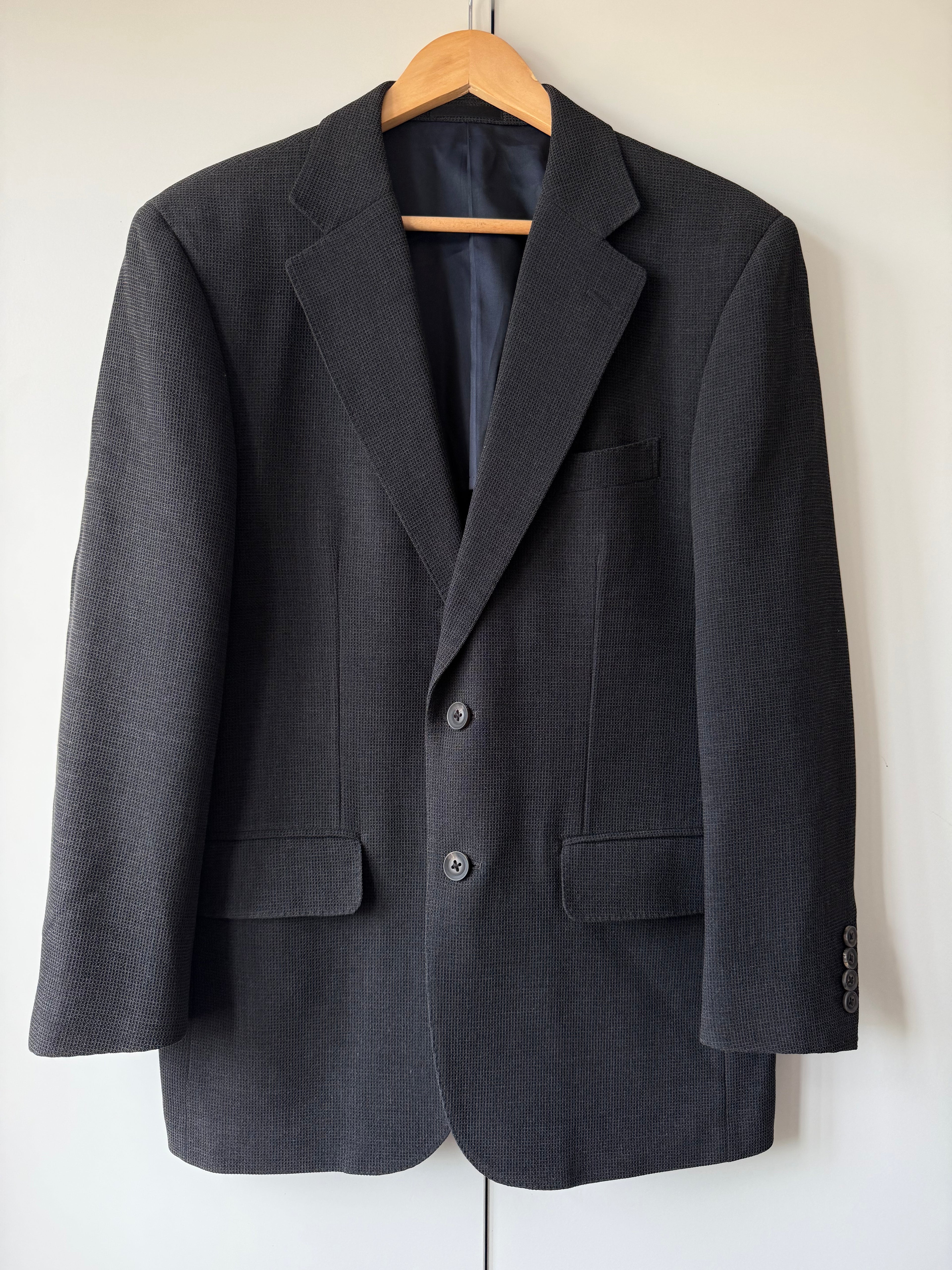 Burberry 1990s 2B Wool Charcoal Black Lightweight Partially Lined Sports Jacket Blazer - Size S