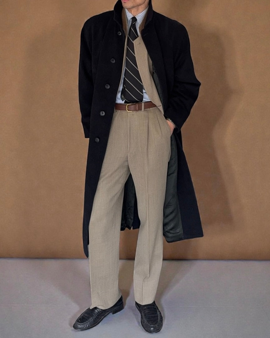 Giorgio Armani 1980s Balmacaan Wool Overcoat - Size M