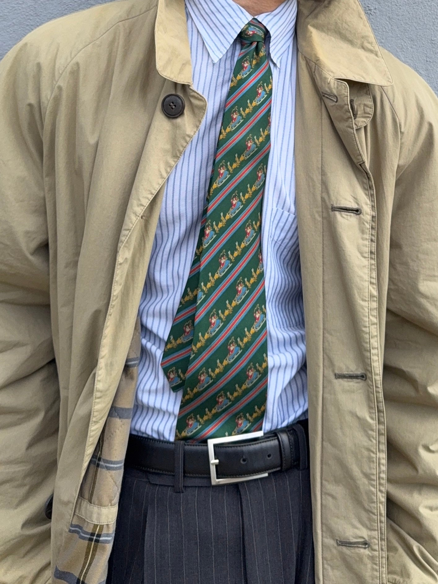 Giorgio Armani 1980s Check Lined Padded Trench Coat - Size L