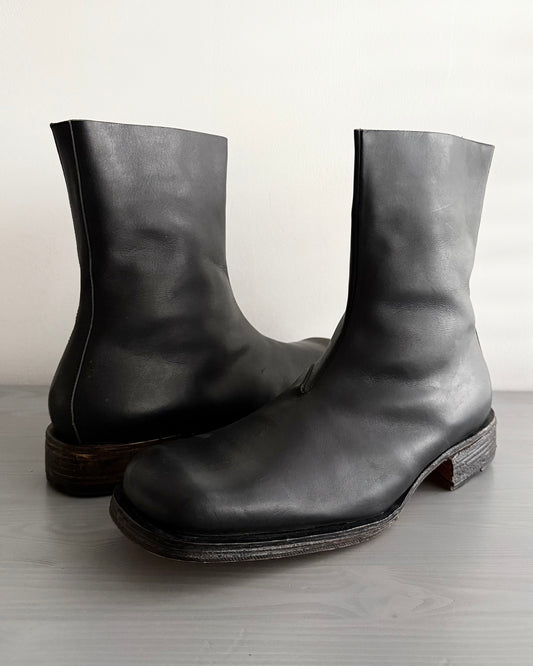 Maison Martin Margiela FW2001 Line 10 Leather Square Toe Boots - Size US11/UK10/EU44