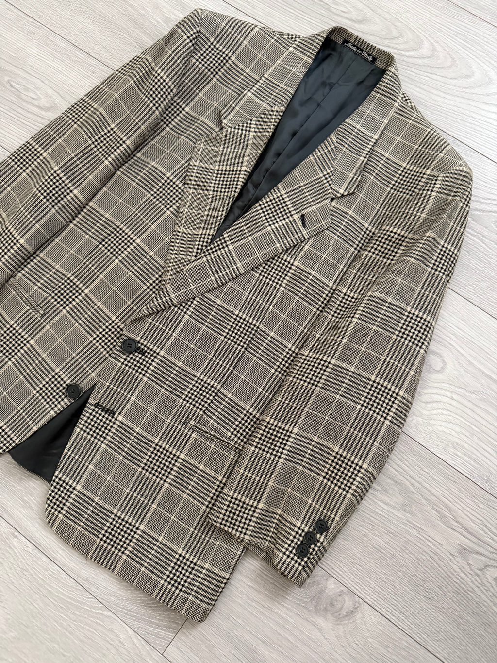 Giorgio Armani 1980s 2B Check Linen Cotton Sports Blazer Jacket - Size S
