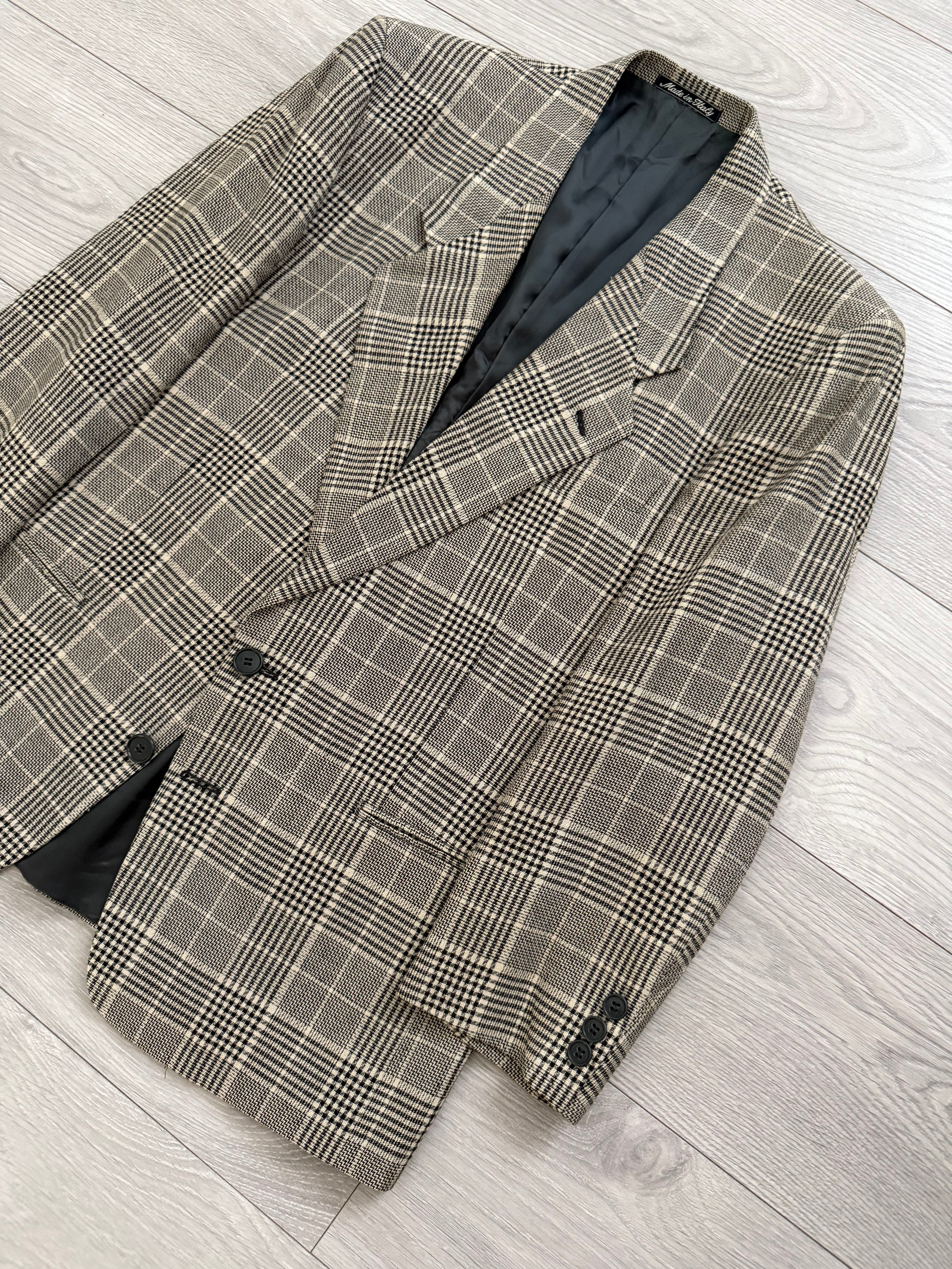 Giorgio Armani 1980s 2B Check Linen Cotton Sports Blazer Jacket - Size S