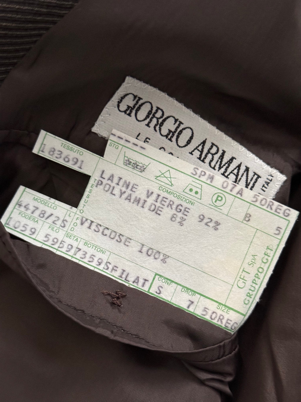 Giorgio Armani 1980s Double Breasted Pleated Wool Suit Brown New - Size L Jacket / 32" Waist