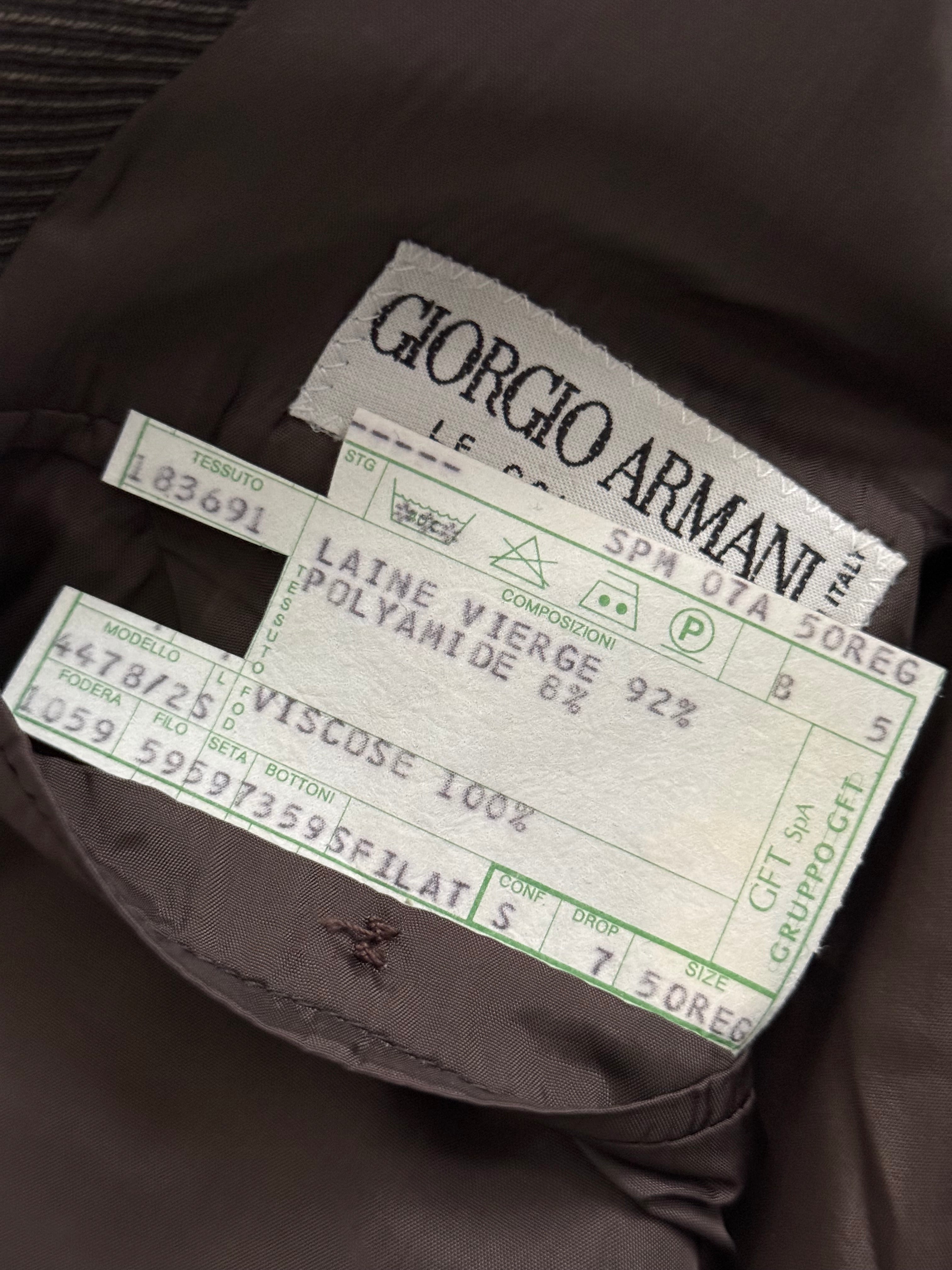 Giorgio Armani 1980s Double Breasted Pleated Wool Suit Brown New - Size L Jacket / 32" Waist