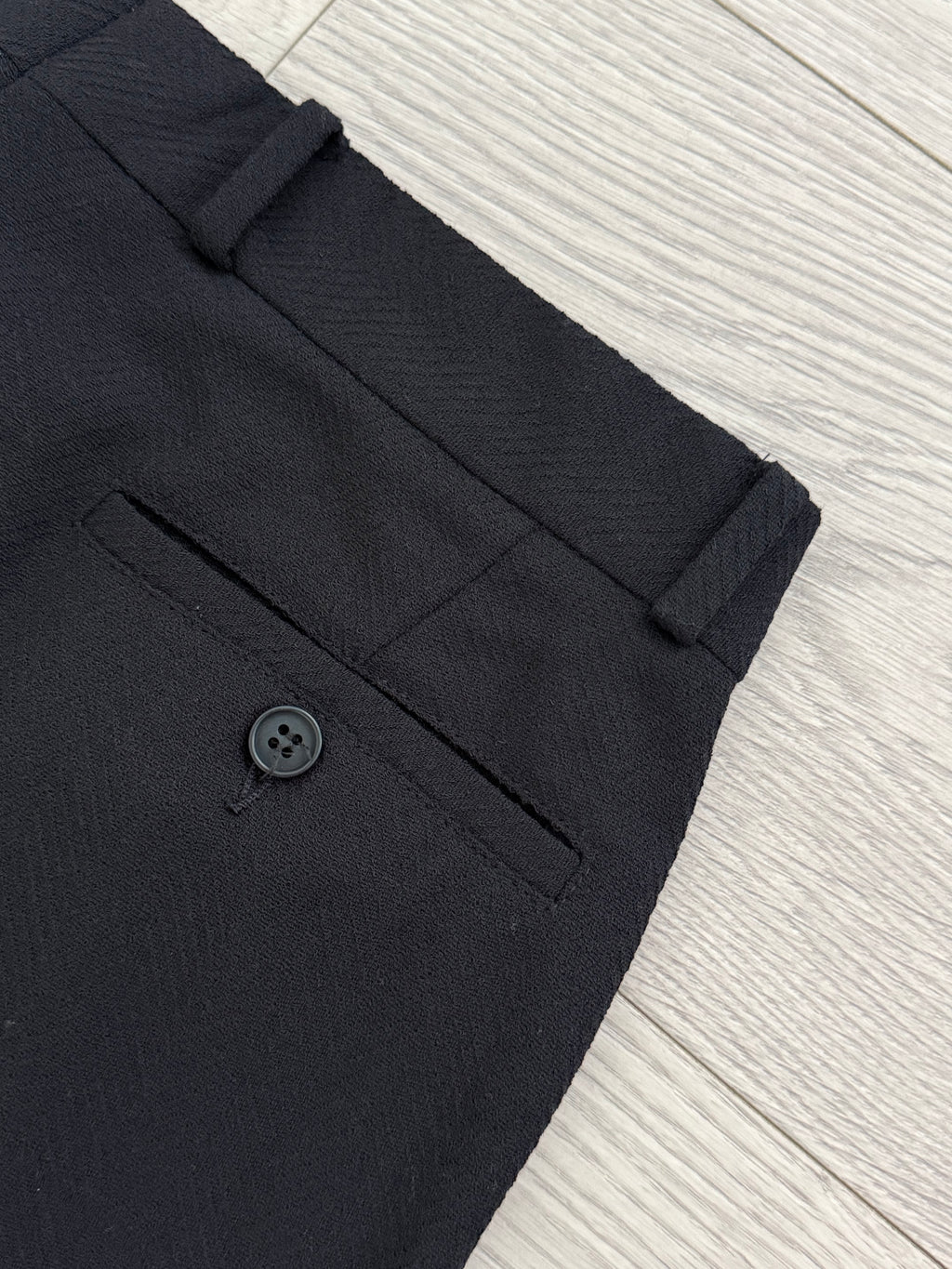 Emporio Armani 1990s 6B Peaked Lapel Double Breasted Herringbone Wool Suit Navy - Size S Jacket / 30" Waist